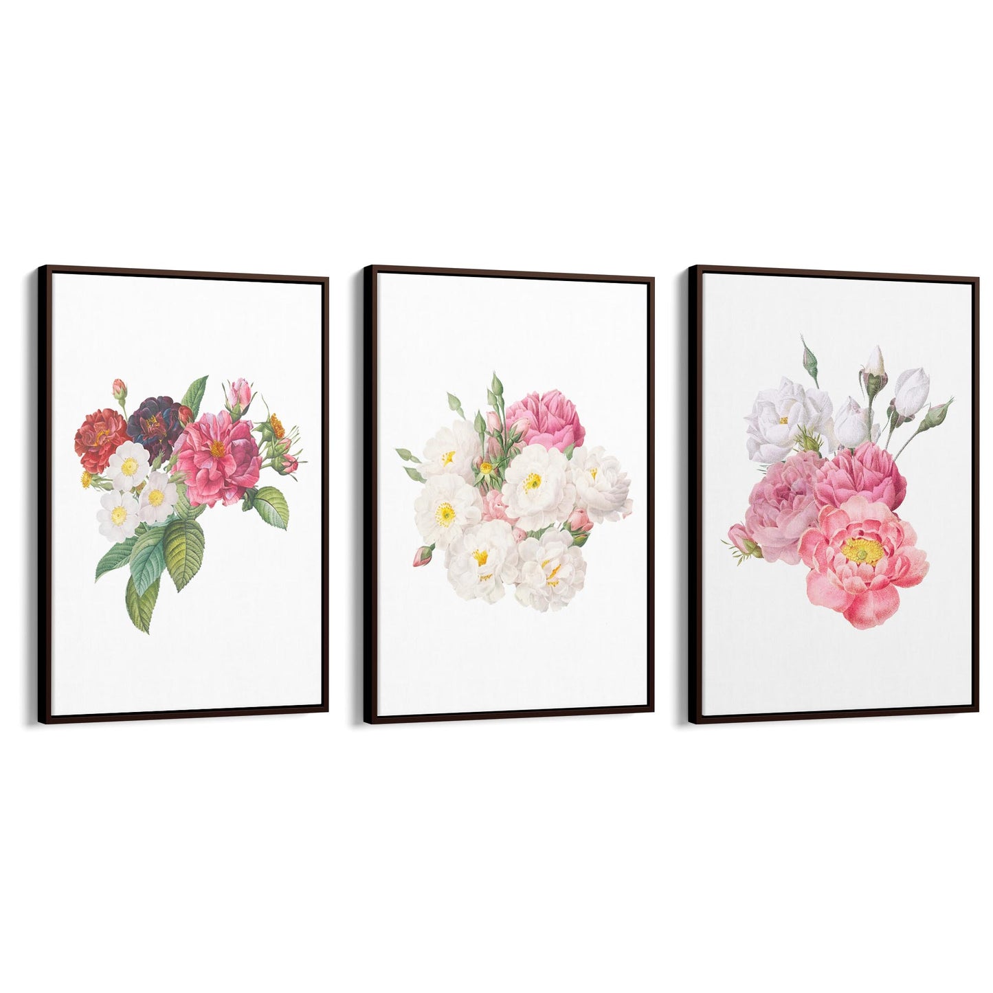 Set of Pink Floral Vintage Botanical Wall Art #1 - The Affordable Art Company