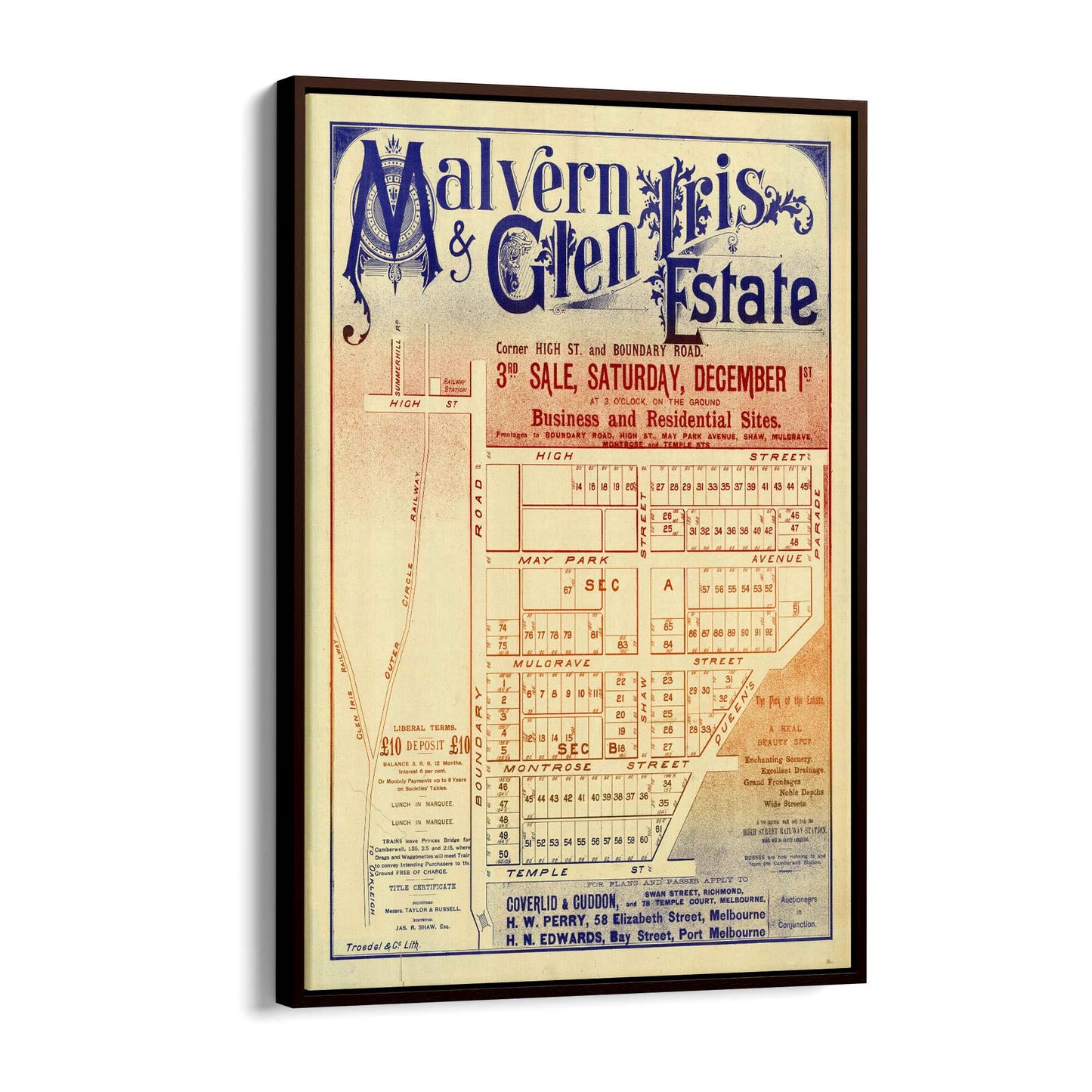 Glen Iris Melbourne Vintage Real Estate Advert Art - The Affordable Art Company