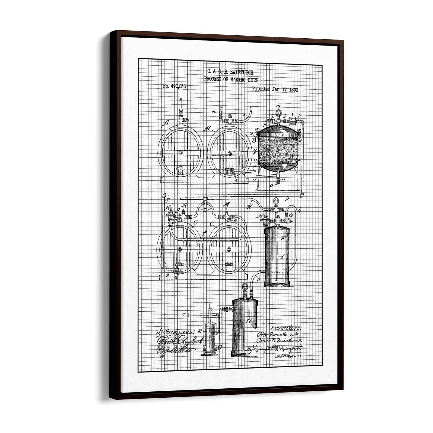 Vintage Beer Making Patent Man Cave Gift Wall Art #2 - The Affordable Art Company