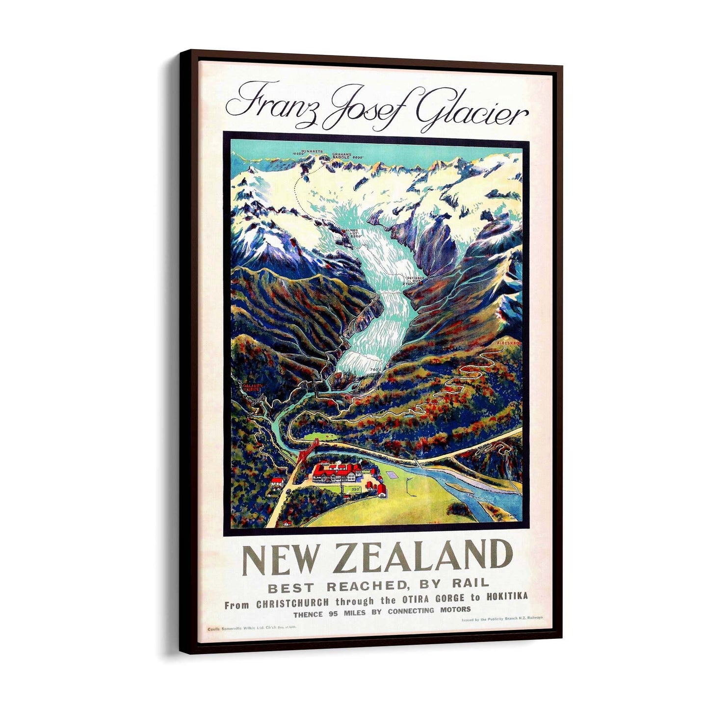 Franz Josef Glacier, New Zealand Vintage Wall Art - The Affordable Art Company