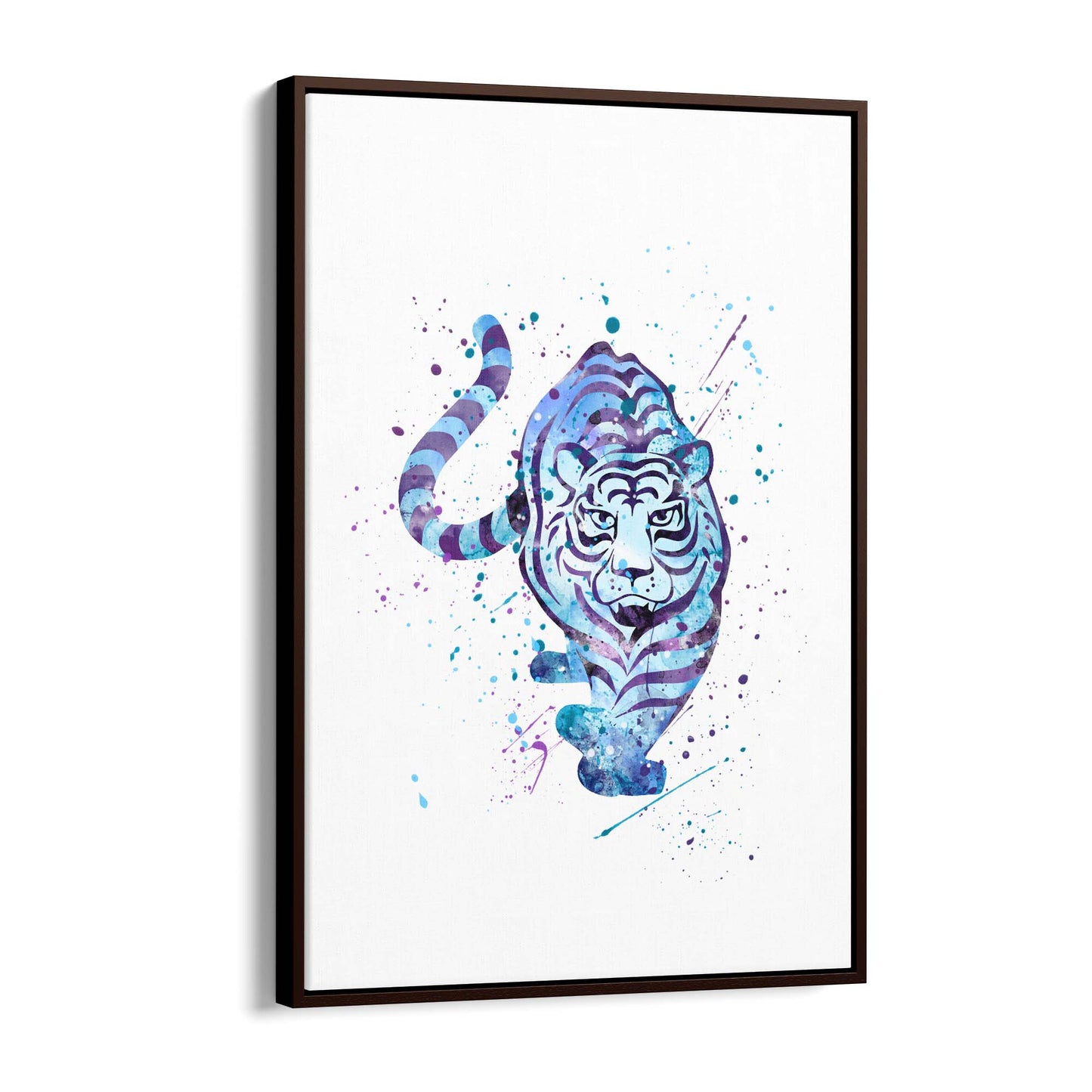 Blue Tiger Cute Animal Painting Wall Art - The Affordable Art Company