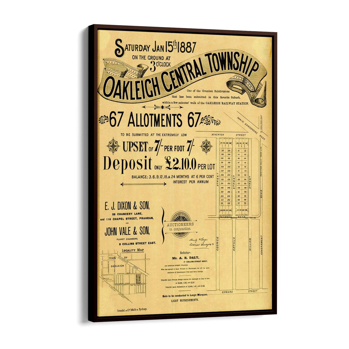 Oakleigh Melbourne Vintage Real Estate Advert Art #3 - The Affordable Art Company