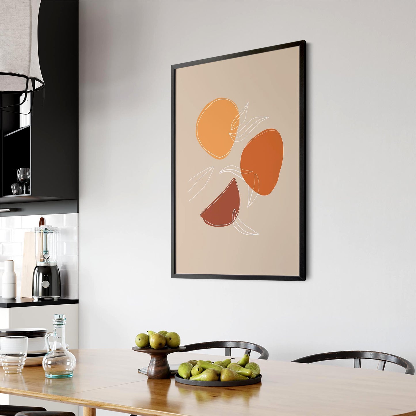 Retro Peach Fruit Kitchen Cafe Style Pastel Wall Art #1 - The Affordable Art Company