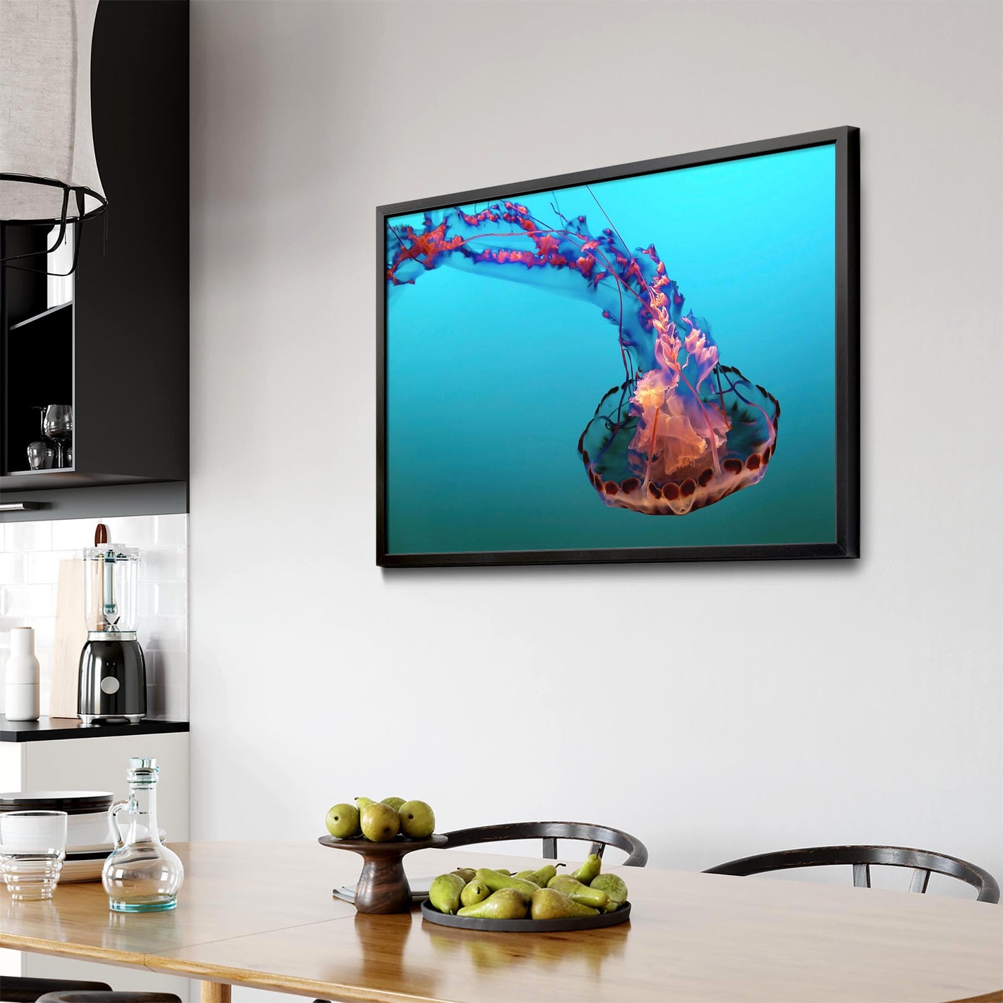 Electric Jellyfish Blue Photograph Neon Wall Art - The Affordable Art Company