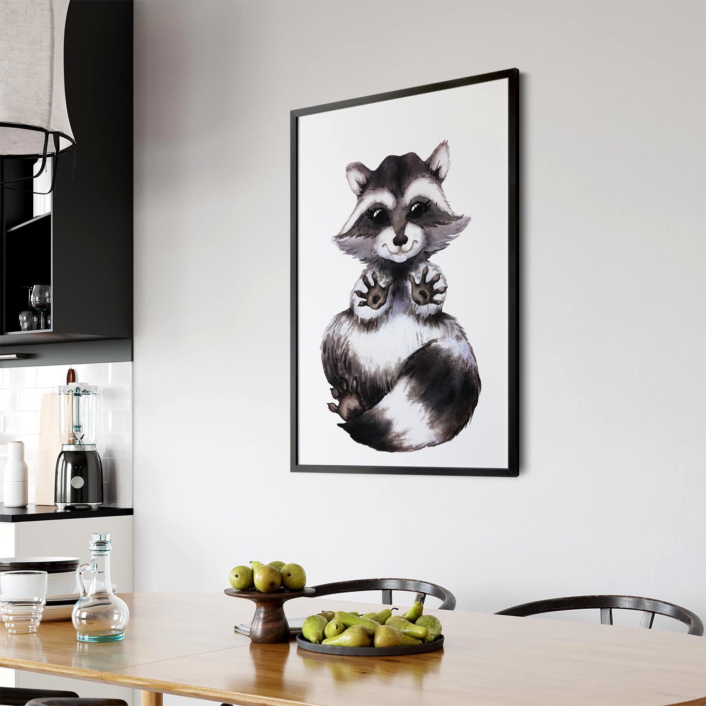 Cartoon Raccoon Cute Nursery Baby Animal Art - The Affordable Art Company