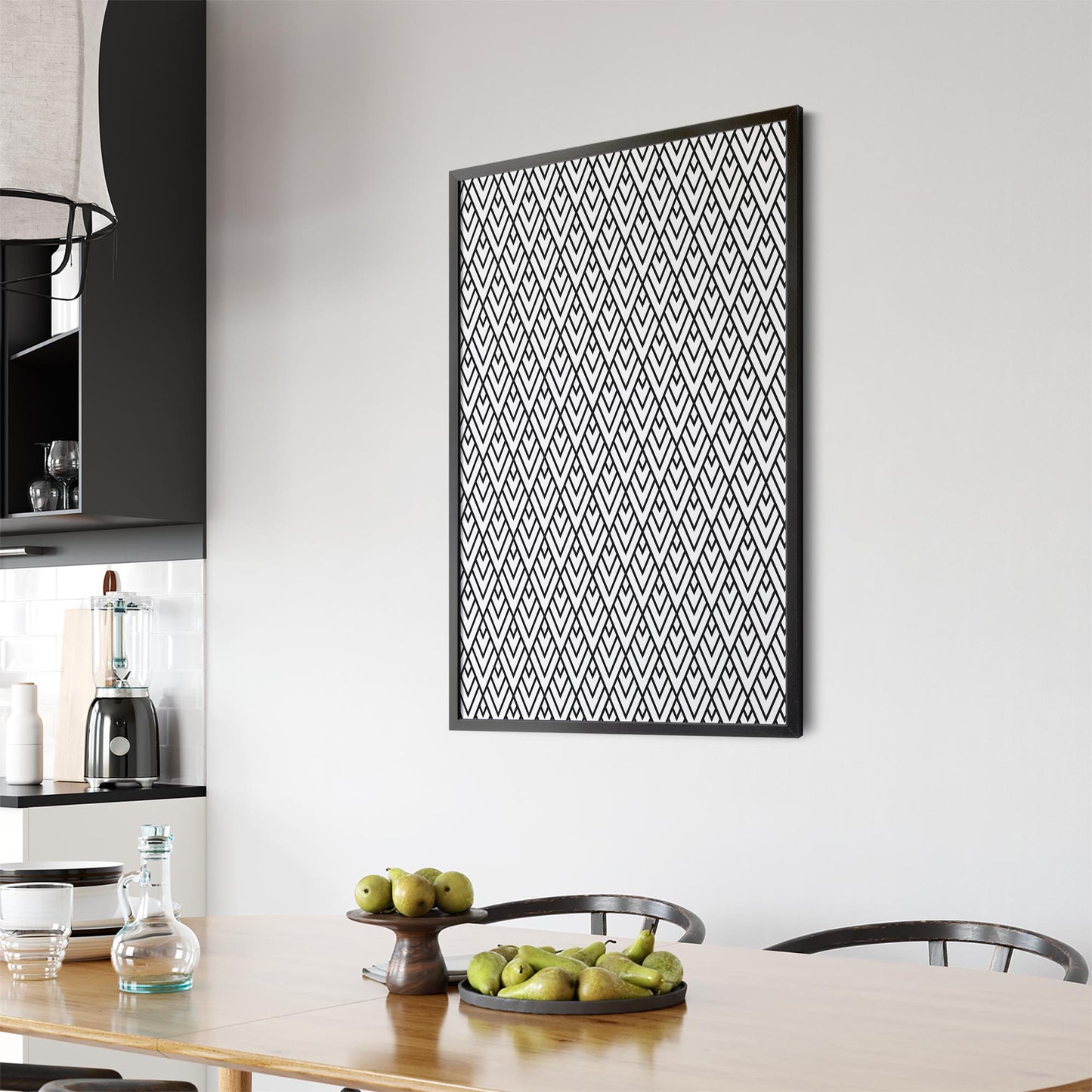 Minimal Geometric Pattern Black & White Wall Art #2 - The Affordable Art Company