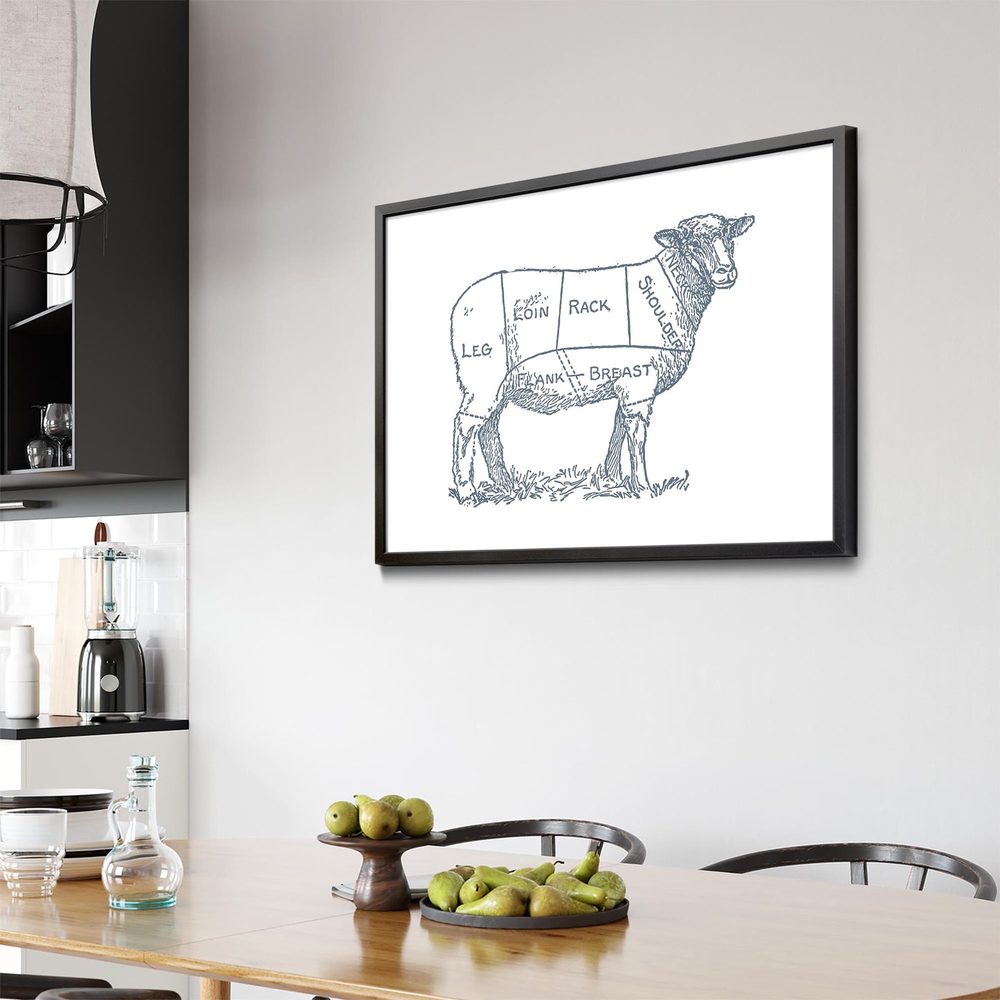 Butcher Shop Lamb Drawing Meat Wall Art - The Affordable Art Company