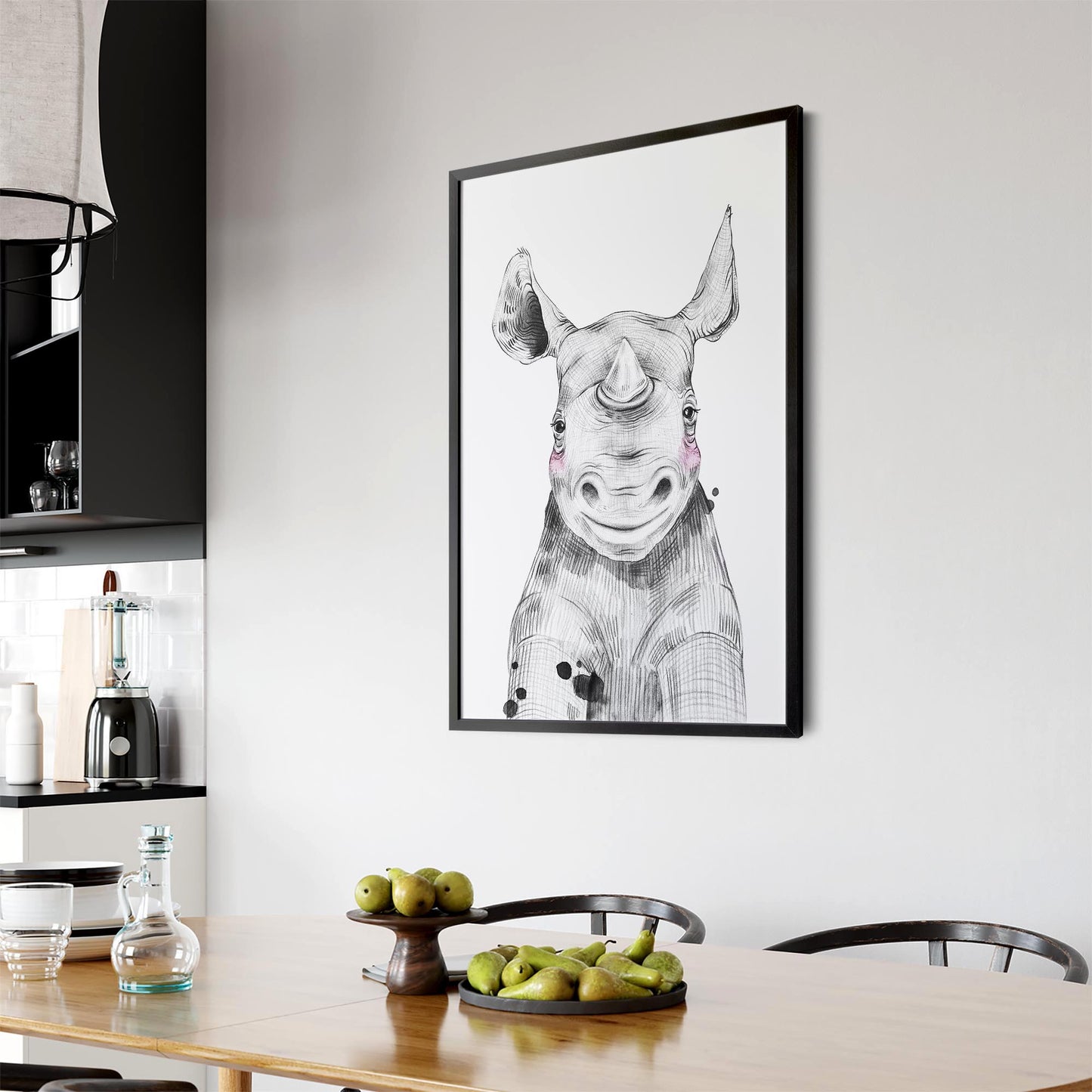 Cute Blushing Baby Rhino Nursery Animal Wall Art - The Affordable Art Company