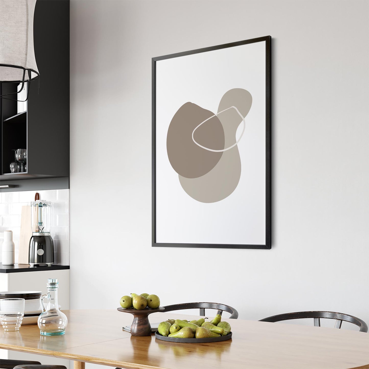 Minimal Black & White Shapes Abstract Wall Art #5 - The Affordable Art Company