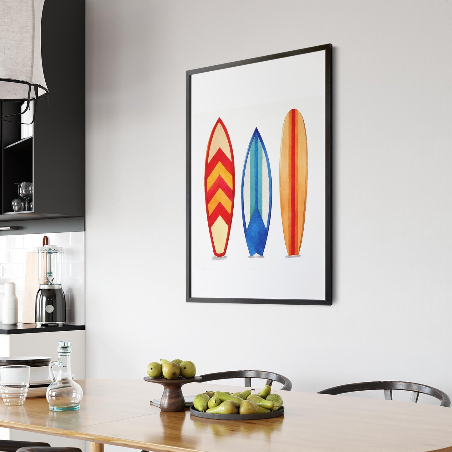 Surfboard Watercolour Australian Surf Wall Art - The Affordable Art Company