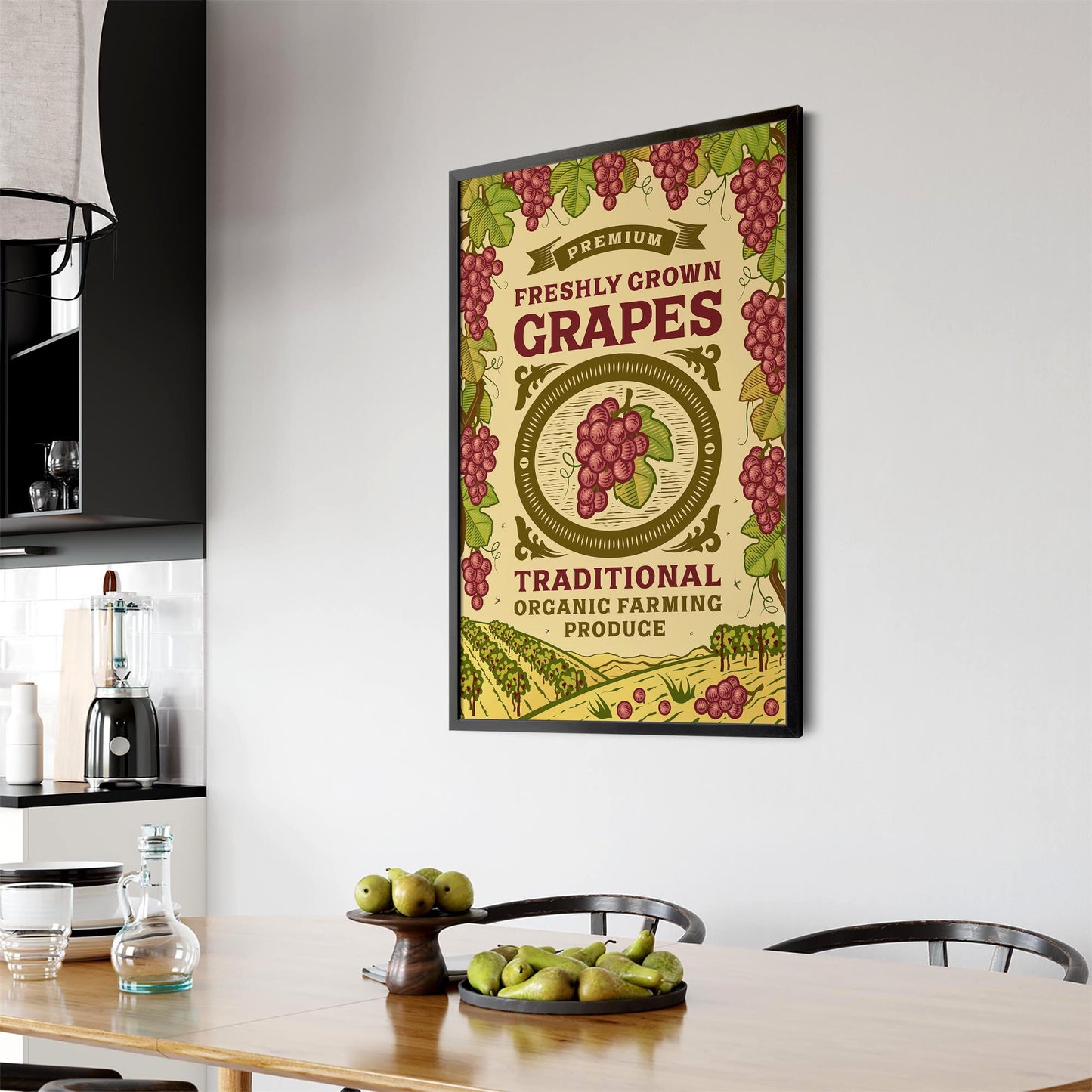 Vintage Farmhouse Advert Grapes Fruit Wall Art - The Affordable Art Company