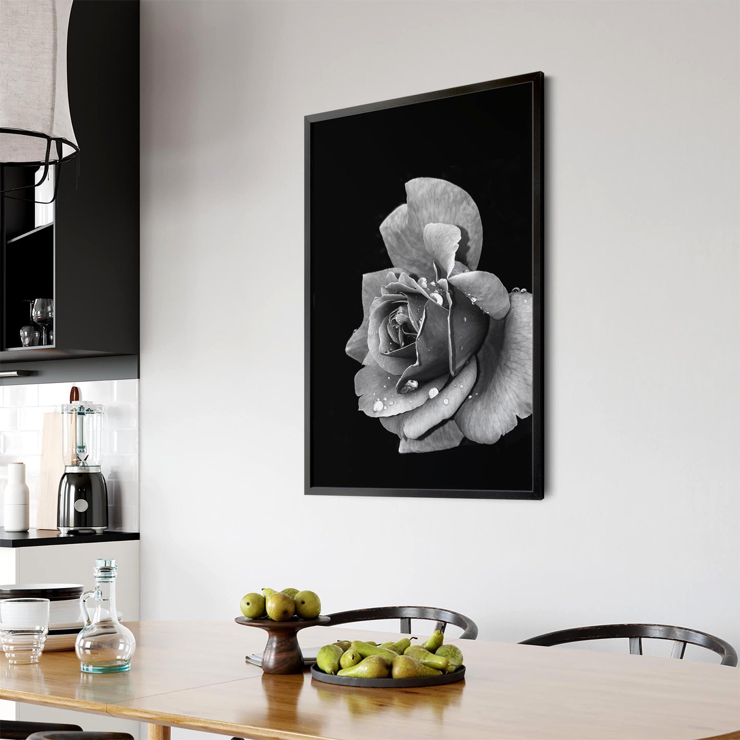 Black and White Rose Flower Photograph Wall Art - The Affordable Art Company