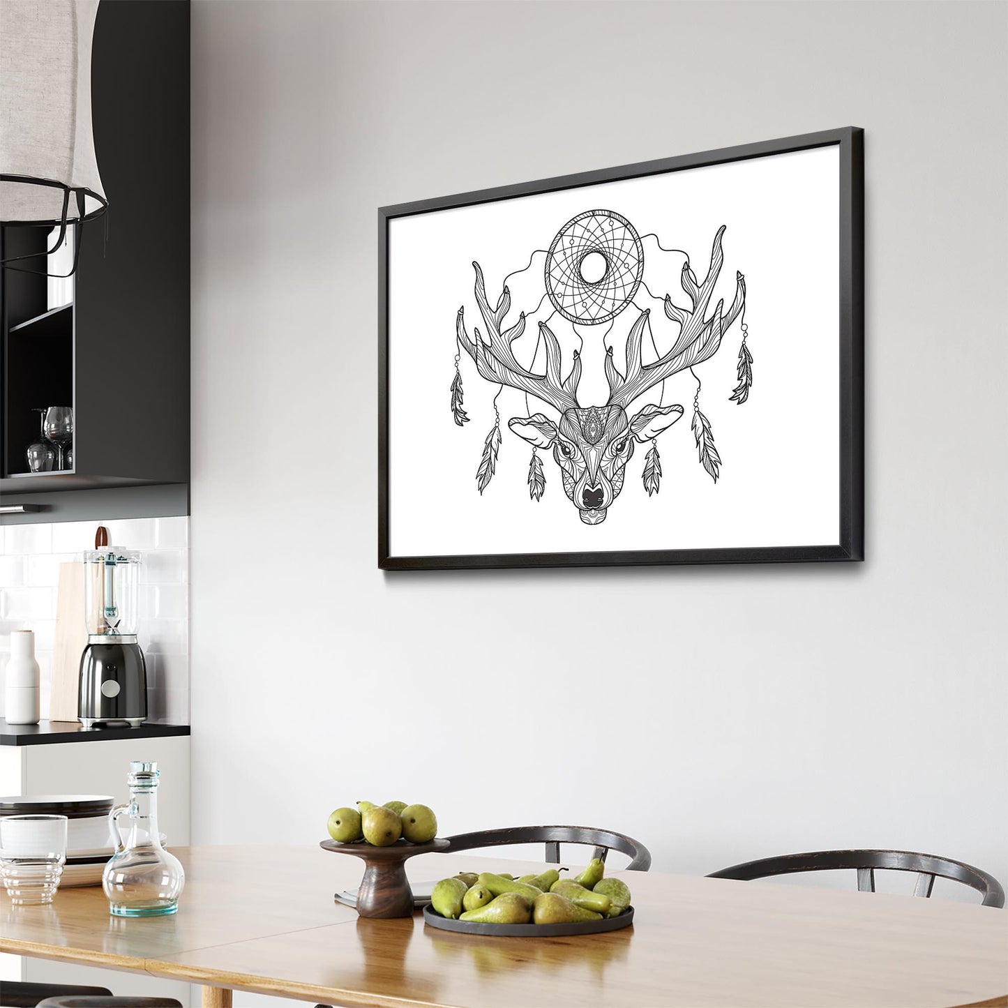 Dream Catcher Deer Drawing Bedroom Wall Art - The Affordable Art Company