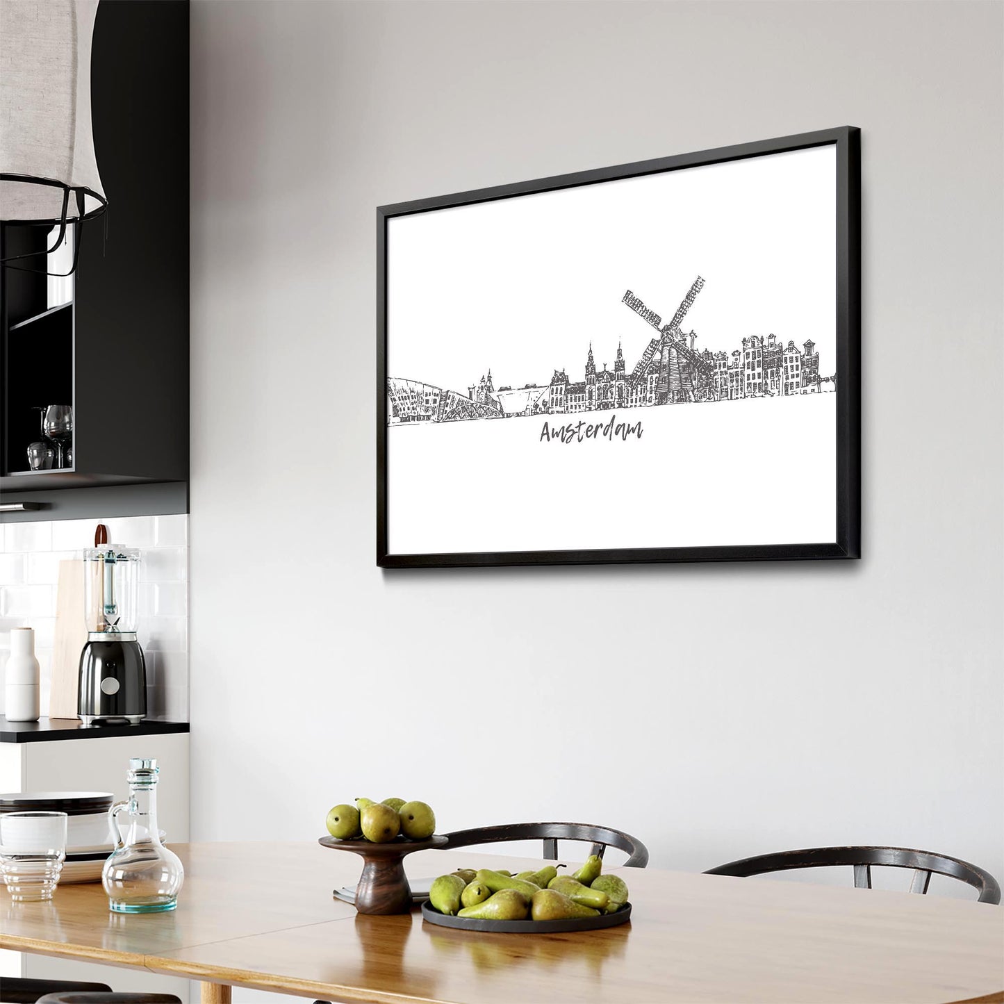 Amsterdam Drawing Travel Minimal Wall Art - The Affordable Art Company