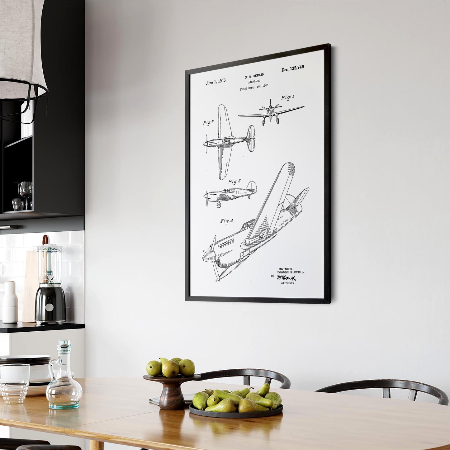 Airplane Patent Vintage Minimal Man Cave Wall Art #7 - The Affordable Art Company