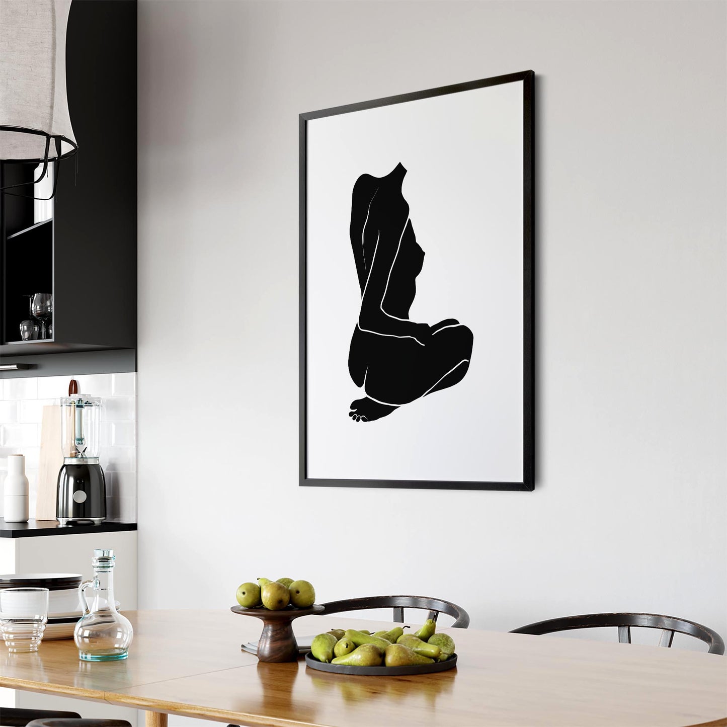 Abstract Black Minimal Female Nude Wall Art - The Affordable Art Company