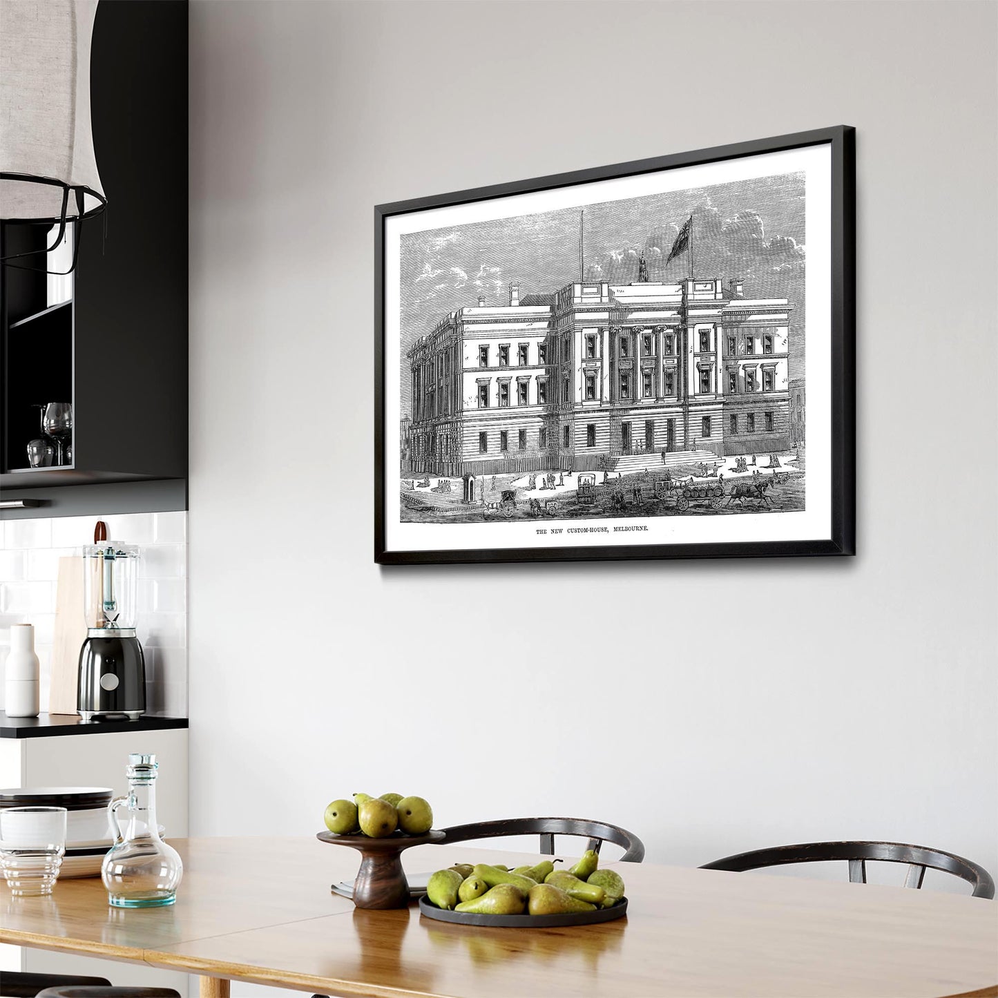 Customs House, Melbourne Vintage Drawing Wall Art - The Affordable Art Company