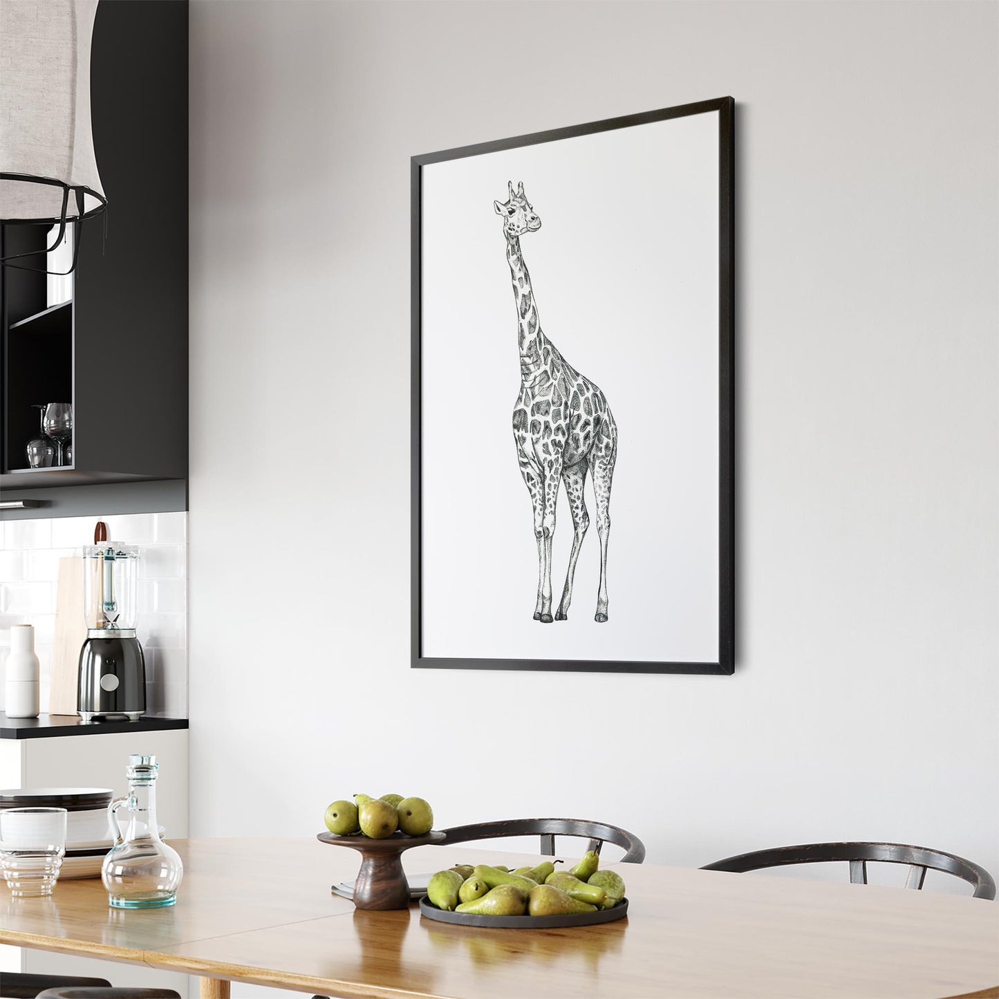 Detailed Giraffe Drawing Safari Animal Wall Art #1 - The Affordable Art Company