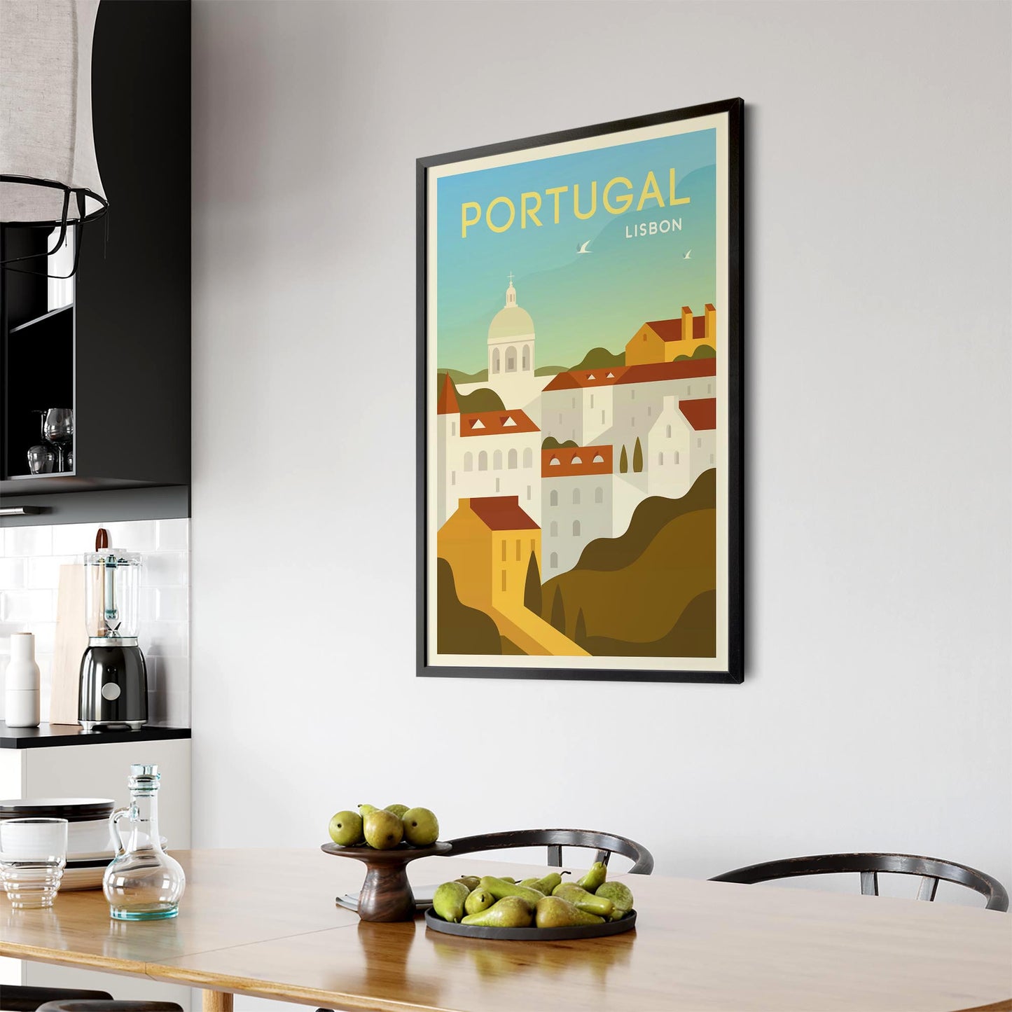 Retro Lisbon Portugal Travel Vintage Wall Art - The Affordable Art Company