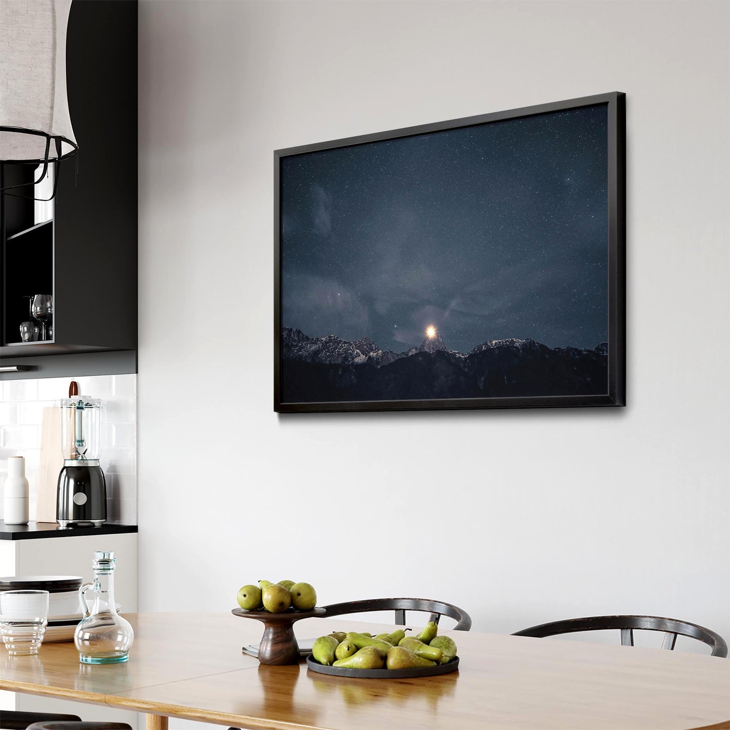 Starry Mountains Night Photograph Wall Art - The Affordable Art Company