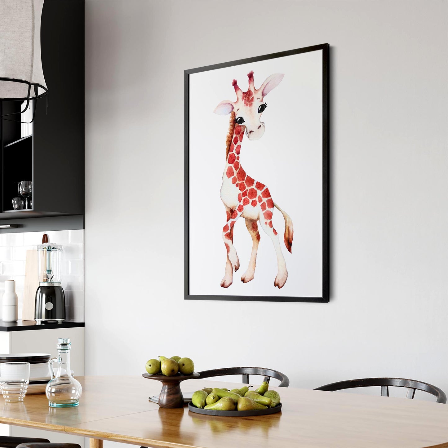 Cartoon Giraffe Cute Nursery Baby Animal Wall Art #1 - The Affordable Art Company