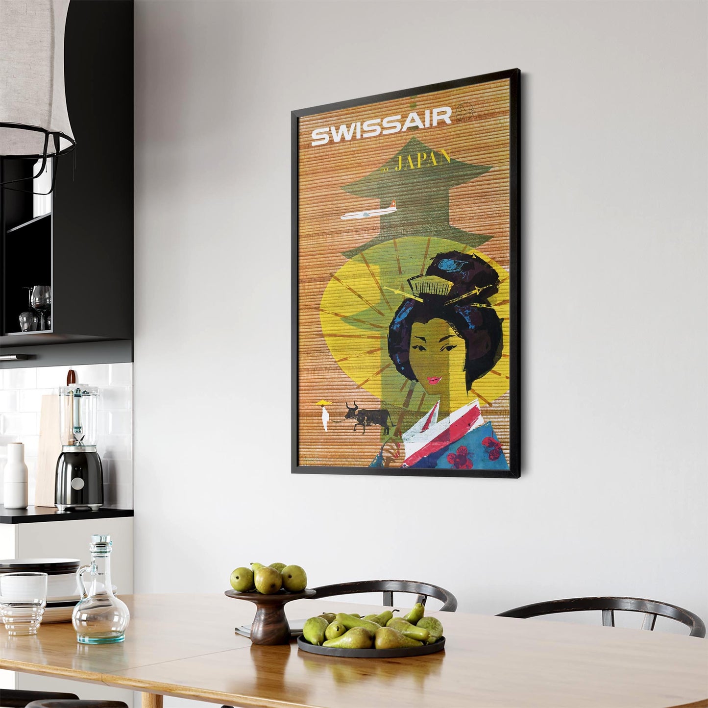 Swissair to Japan Vintage Travel Advert Wall Art - The Affordable Art Company
