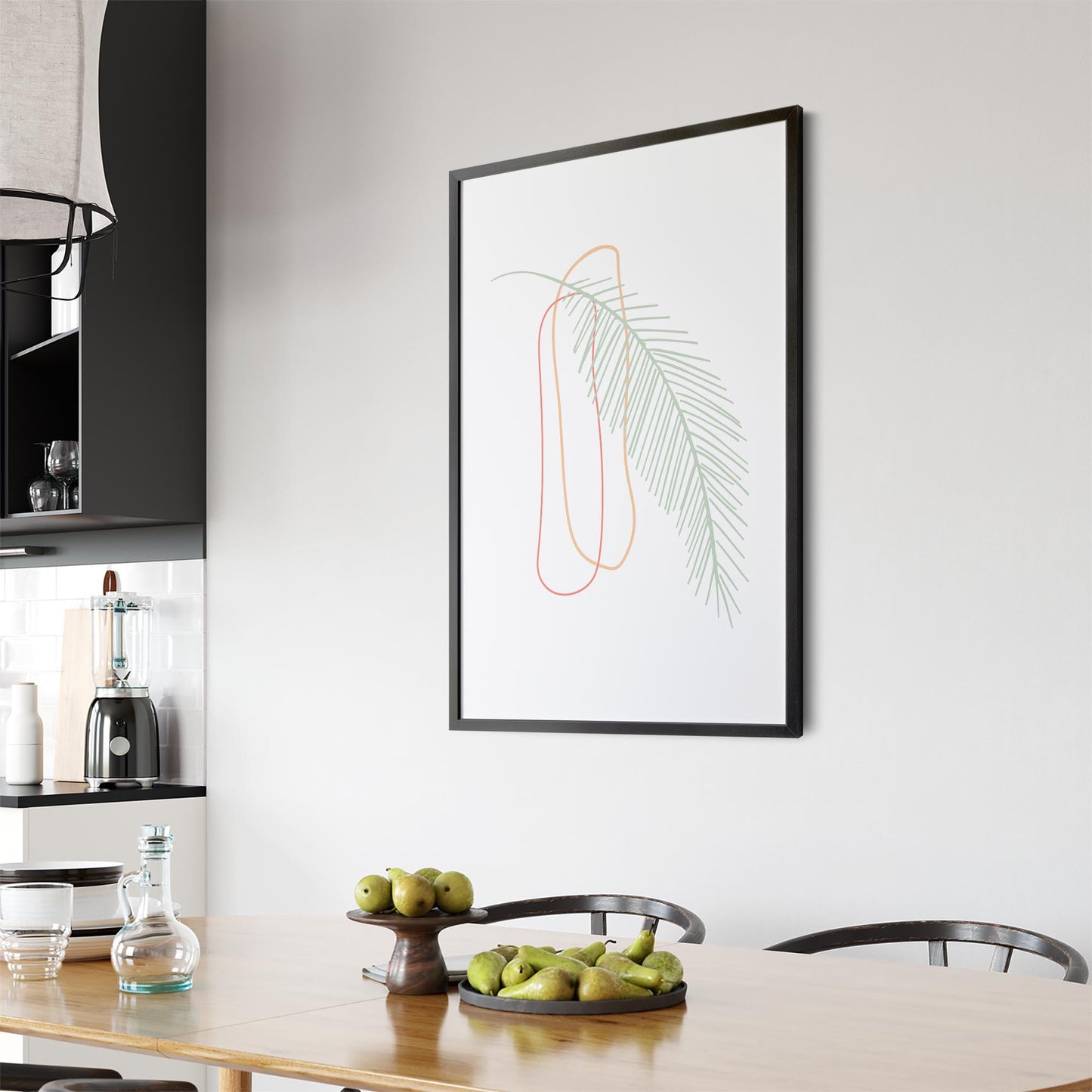 Minimal Feather Neon Abstract Design Wall Art #2 - The Affordable Art Company