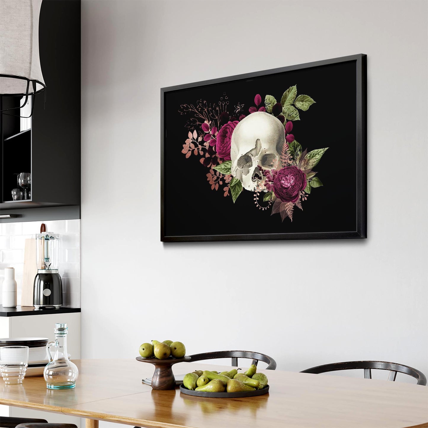 Purple Floral Skull Fashion Girls Bedroom Wall Art #2 - The Affordable Art Company