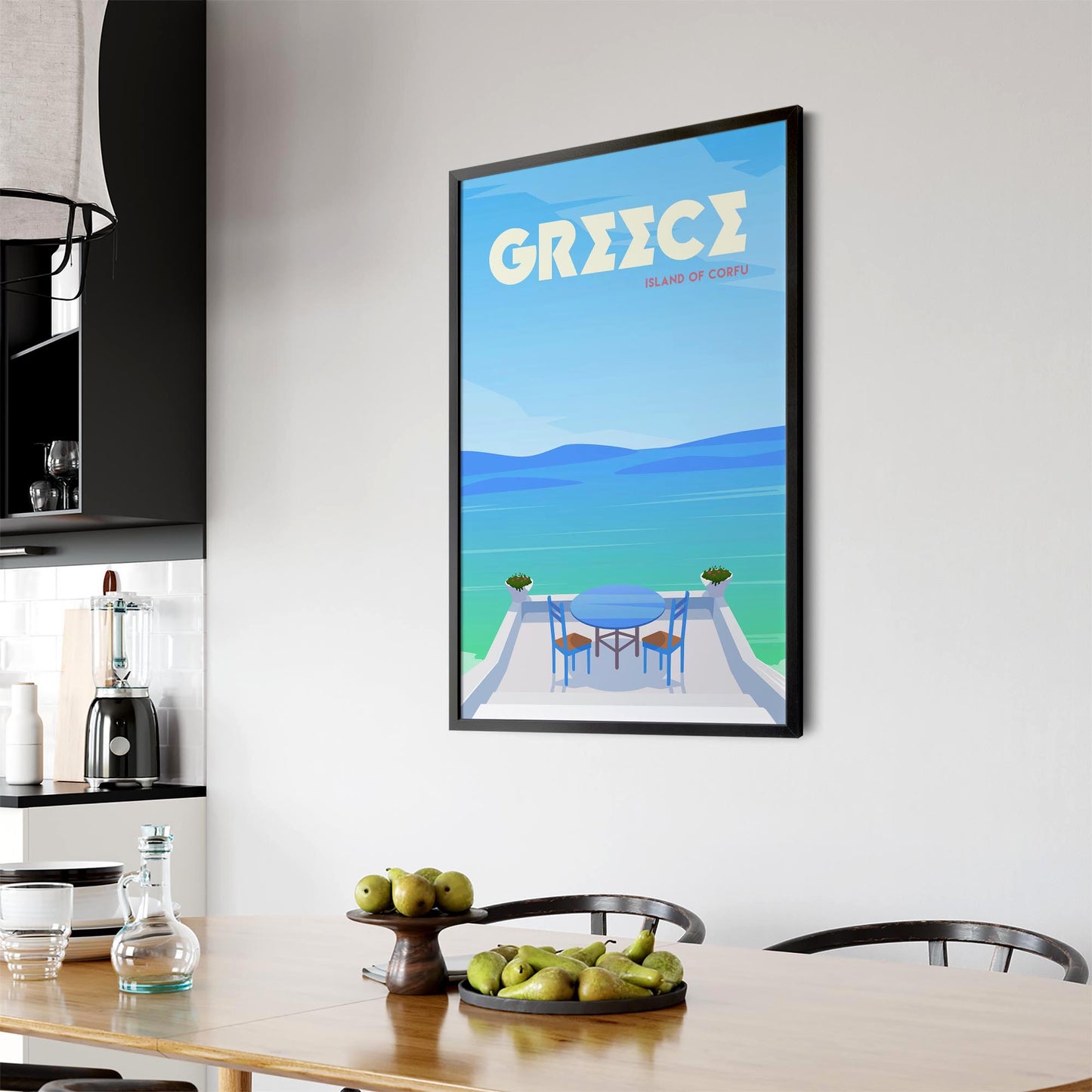 Retro Corfu Greece Travel Vintage Wall Art - The Affordable Art Company