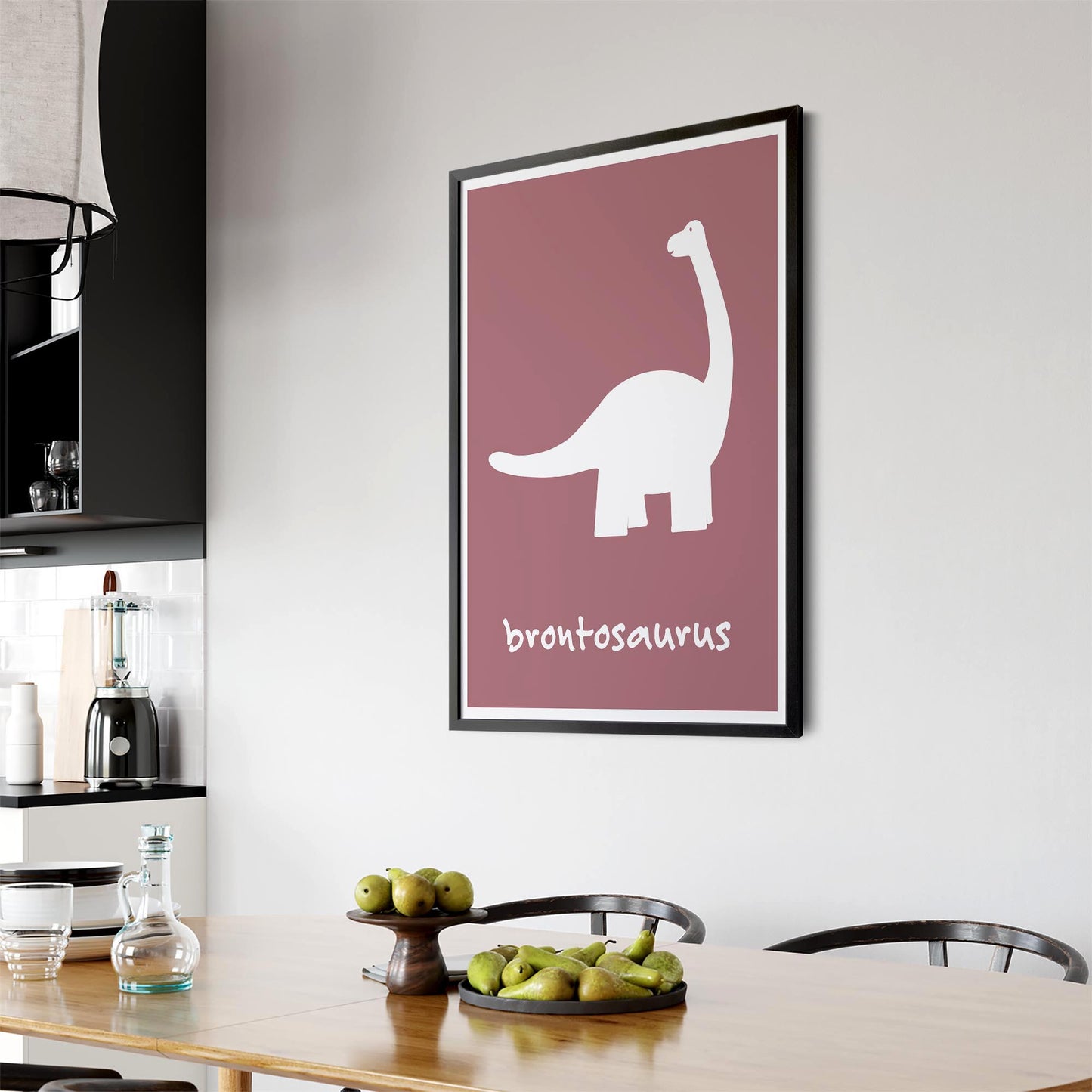 Brontosaurus Red Dinosaur Nursery Boys Bedroom Art - The Affordable Art Company