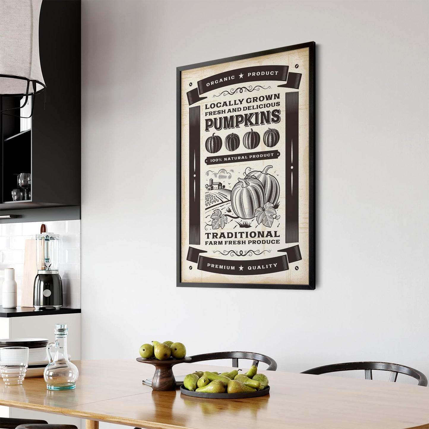 Vintage Pumpkin Farmhouse Cafe Kitchen Wall Art - The Affordable Art Company