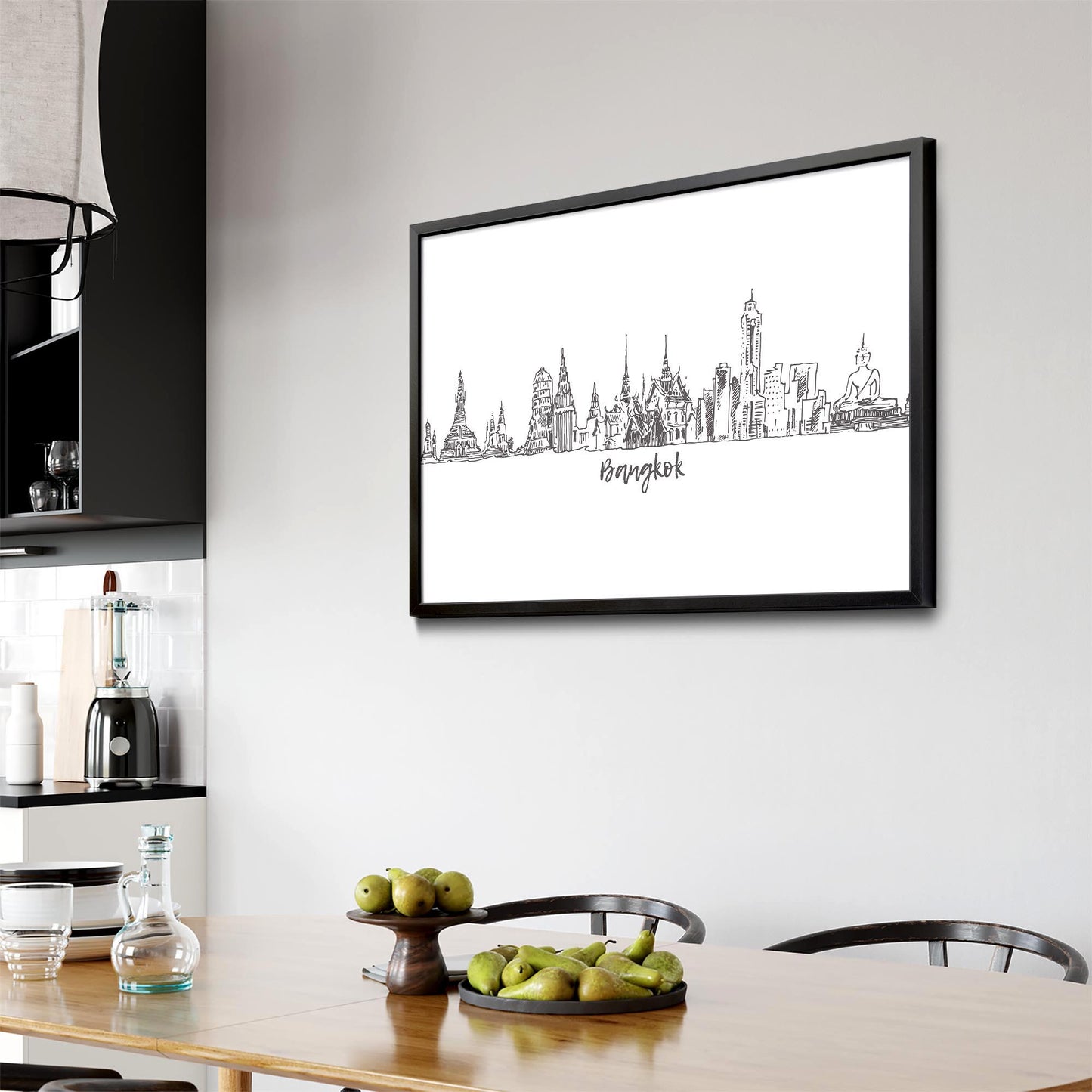 Bangkok Thailand Drawing Minimal Travel Wall Art - The Affordable Art Company