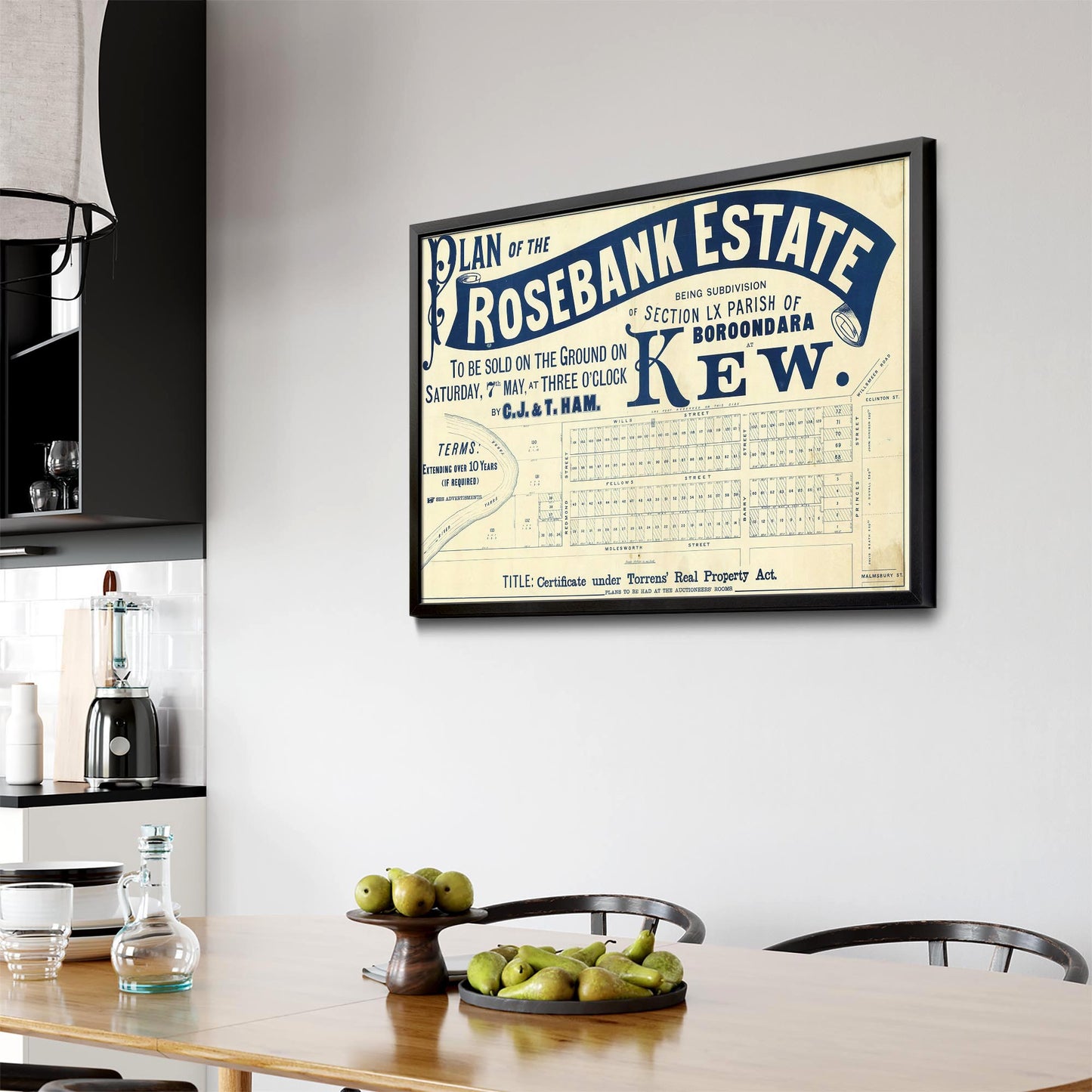 Kew Melbourne Vintage Real Estate Advert Wall Art #1 - The Affordable Art Company