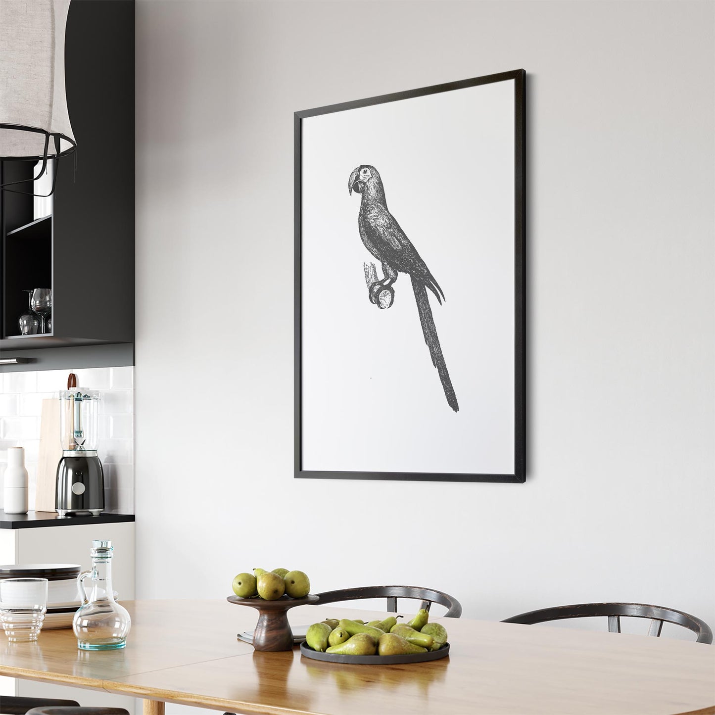 Parrot Drawing Minimal Exotic Bird Wall Art - The Affordable Art Company