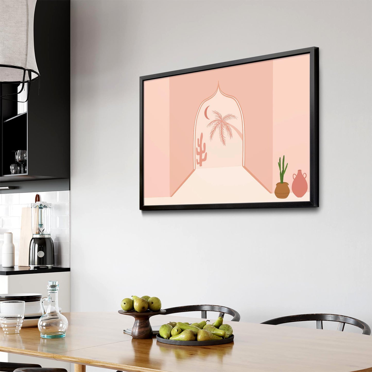 Minimal North Africa Retro Pink & Pastel Wall Art - The Affordable Art Company