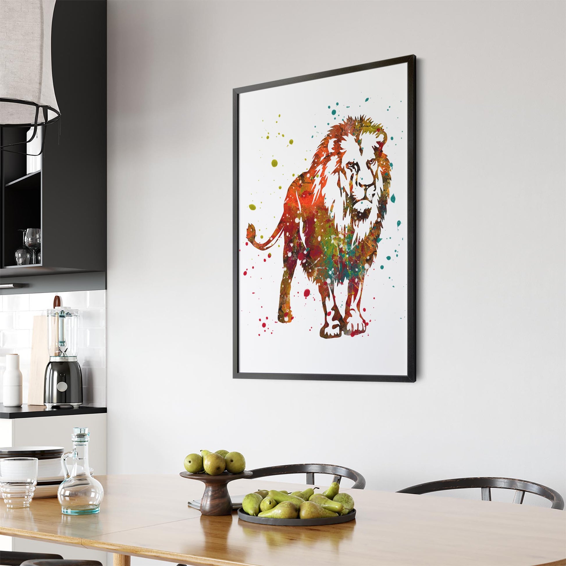Lion Painting Safari Animal Minimal Wall Art - The Affordable Art Company