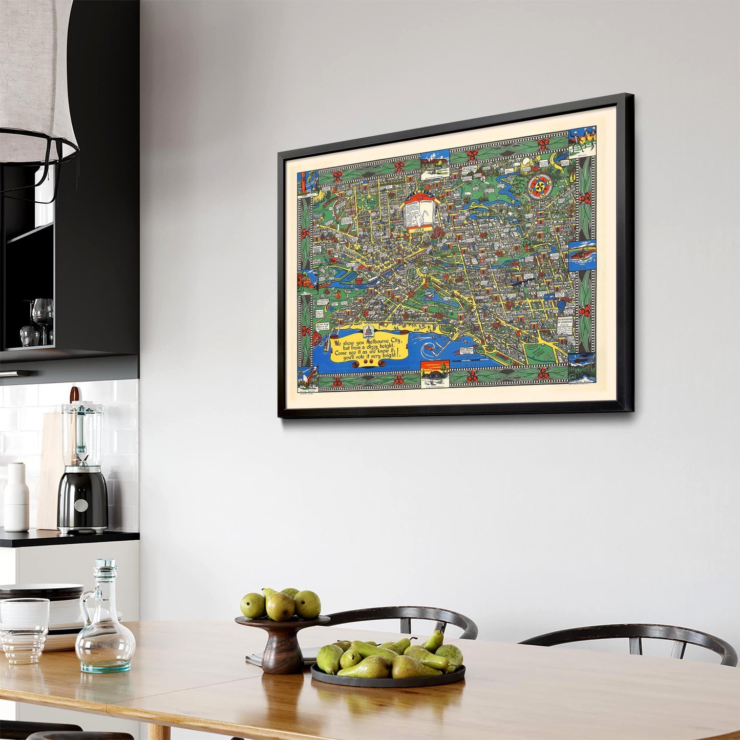 Vintage Melbourne Cartoon Map Wall Art - The Affordable Art Company
