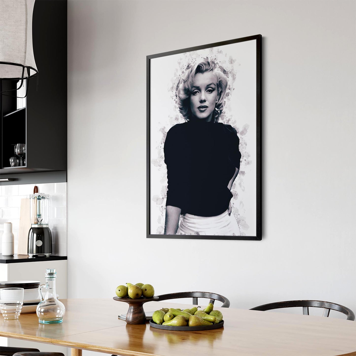 Marilyn Monroe Minimal Black Ink Fashion Wall Art #1 - The Affordable Art Company