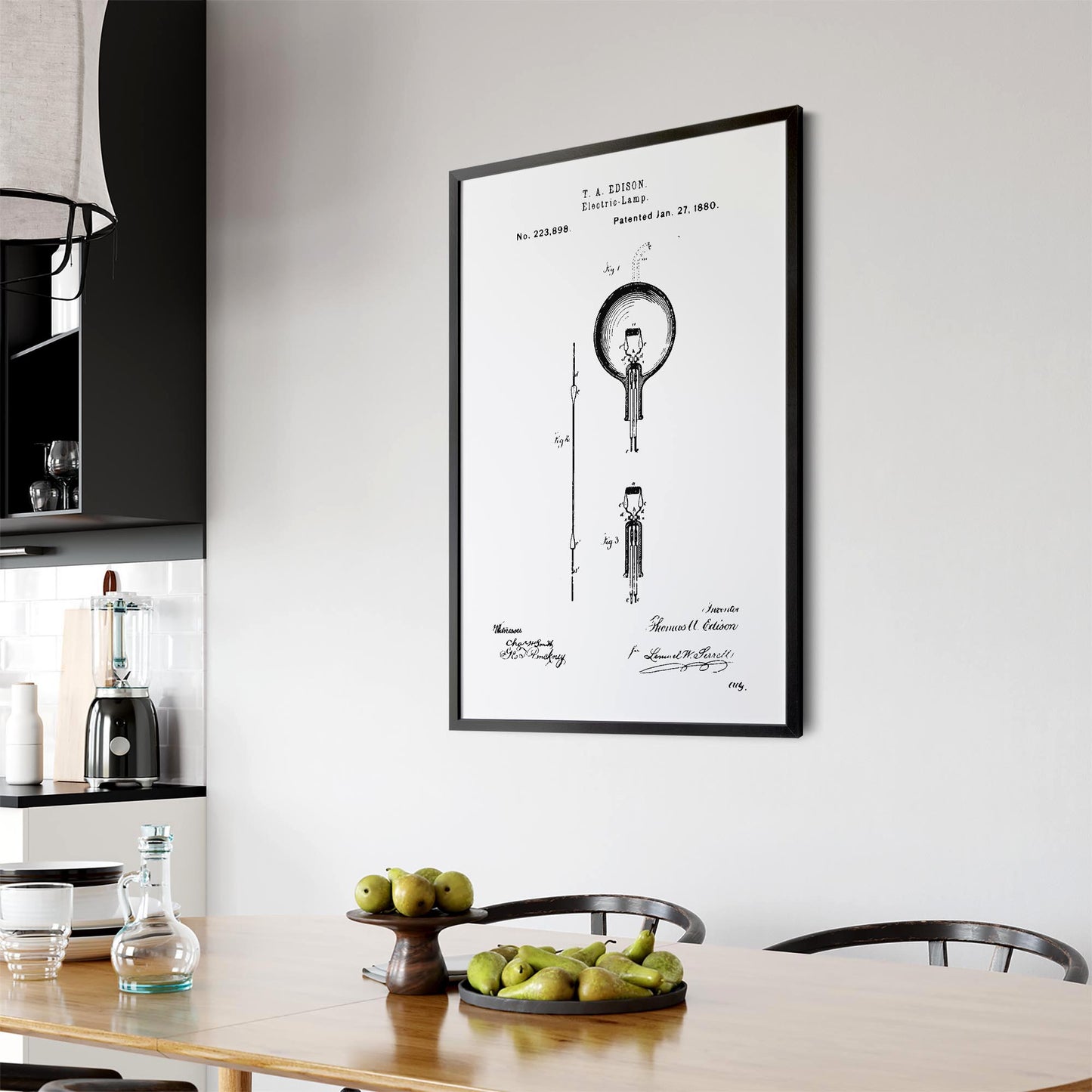 Vintage Edison Light Bulb Patent Wall Art #2 - The Affordable Art Company