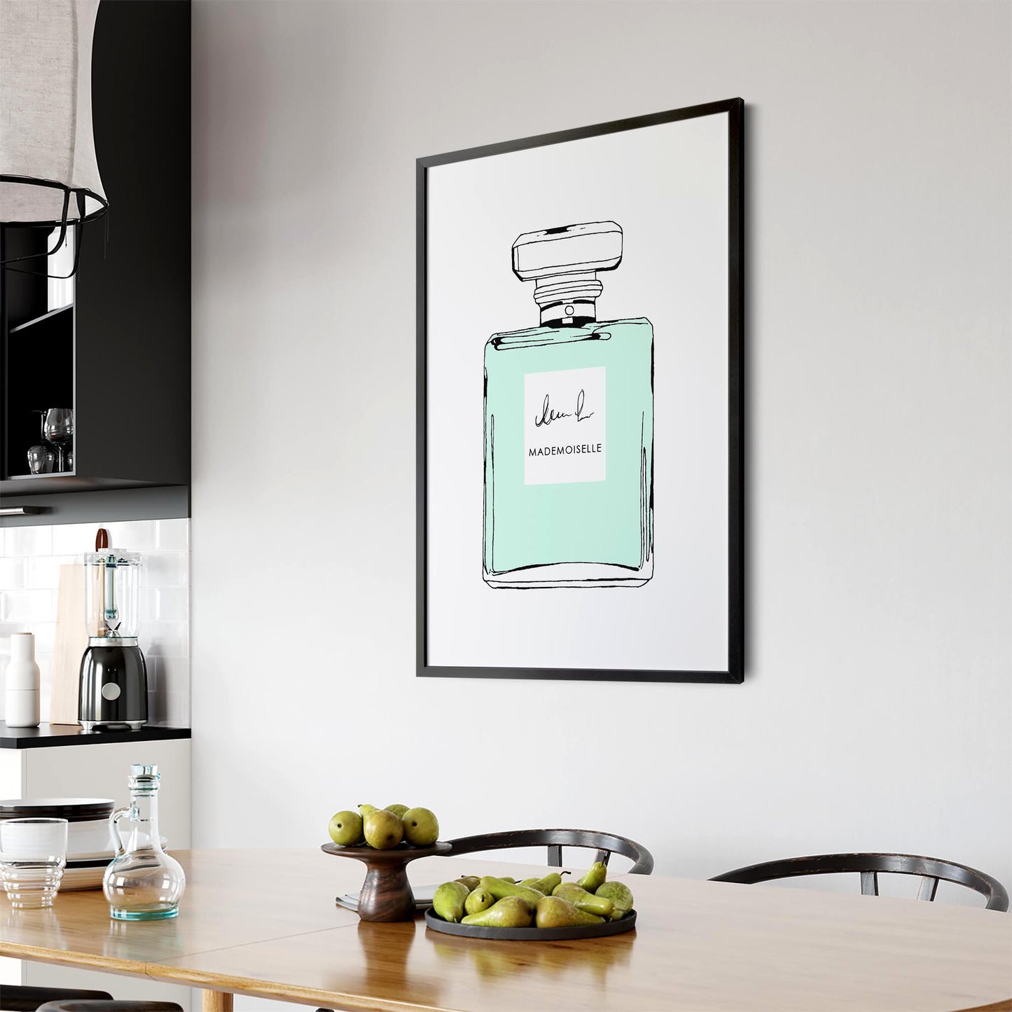 Green Minimal Perfume Bottle Fashion Wall Art - The Affordable Art Company