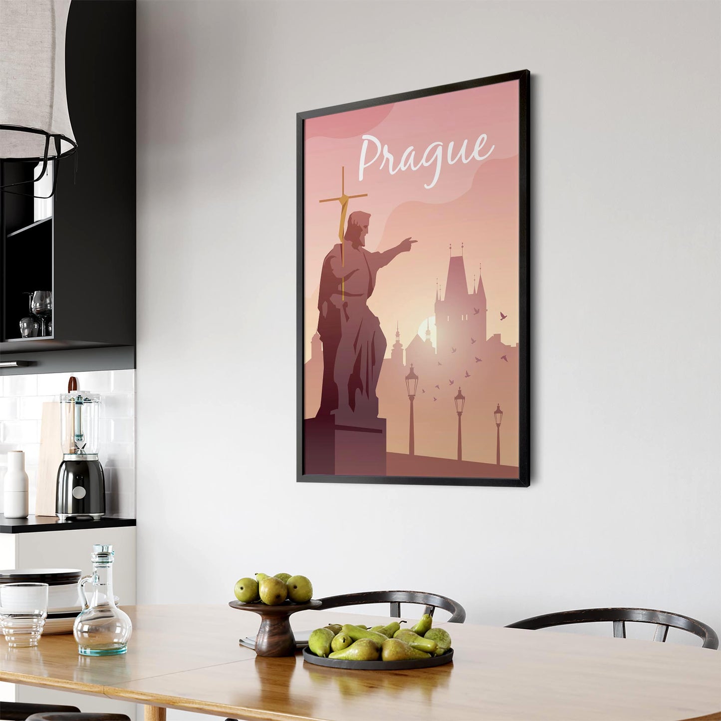 Retro Prague Czech Vintage Travel Europe Wall Art - The Affordable Art Company