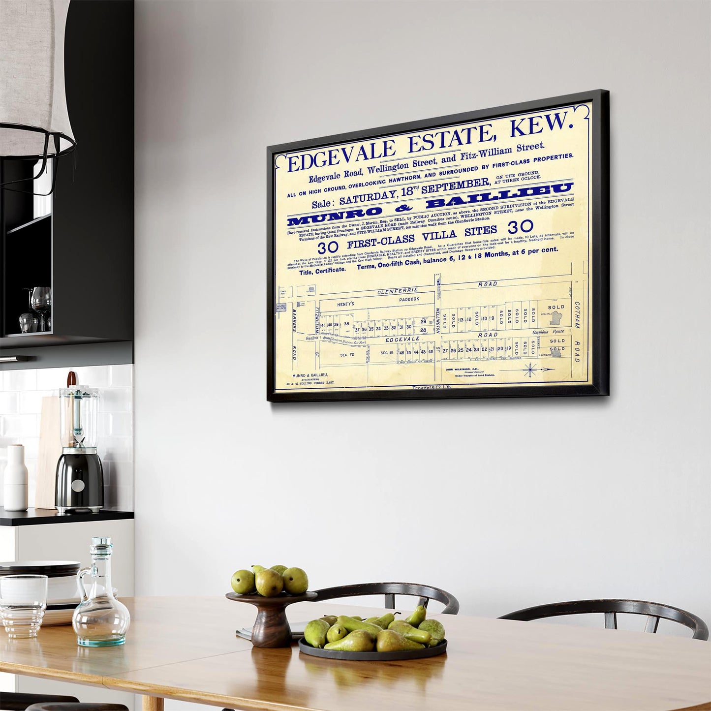 Kew Melbourne Vintage Real Estate Advert Wall Art #3 - The Affordable Art Company