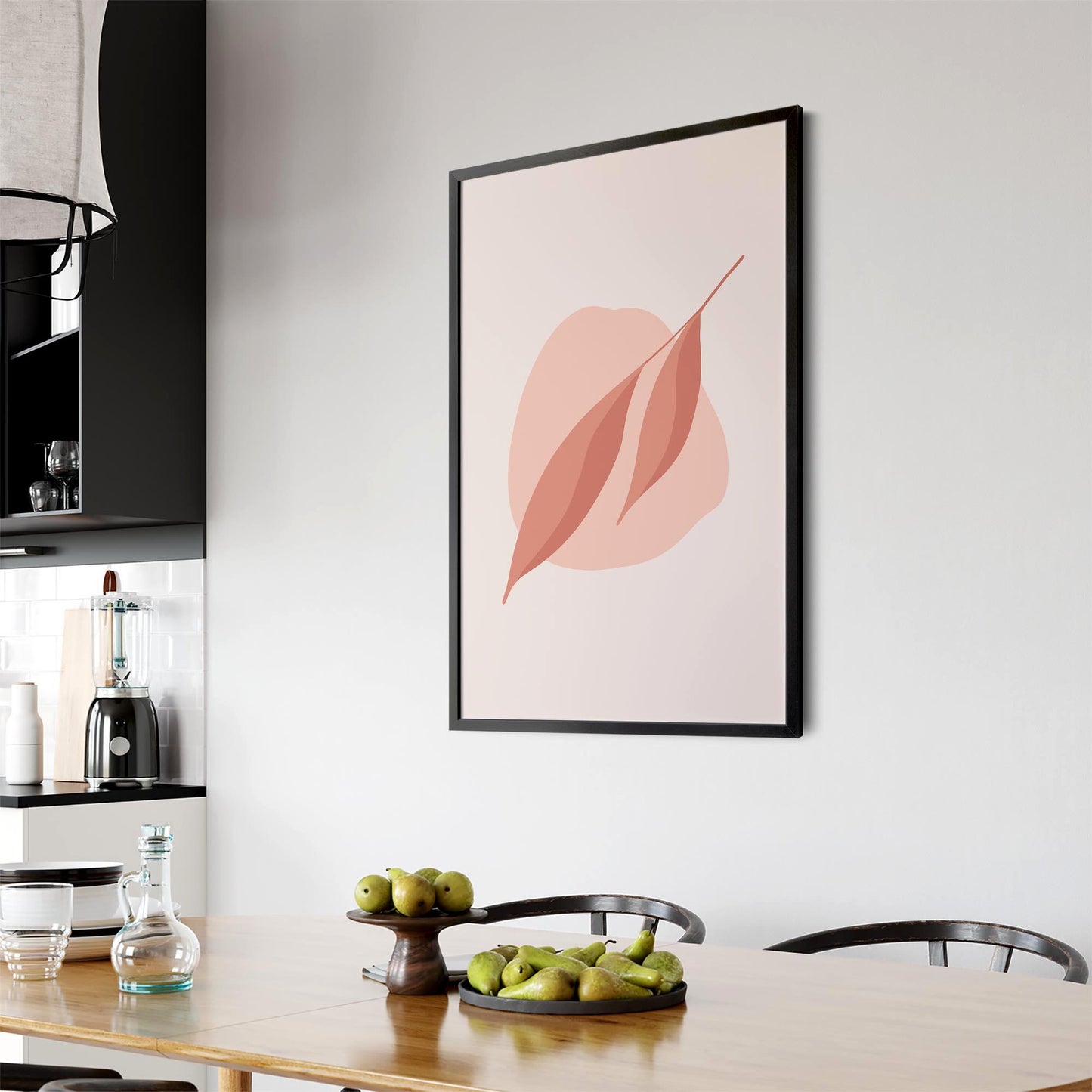Minimal Leaf Pink & Pastel Retro Abstract Wall Art #1 - The Affordable Art Company