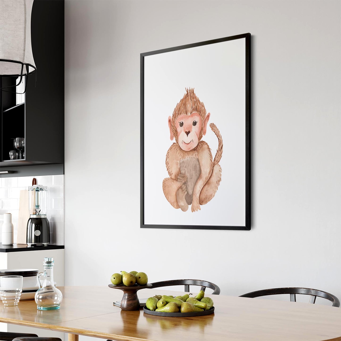 Cartoon Monkey Cute Nursery Baby Animal Art - The Affordable Art Company