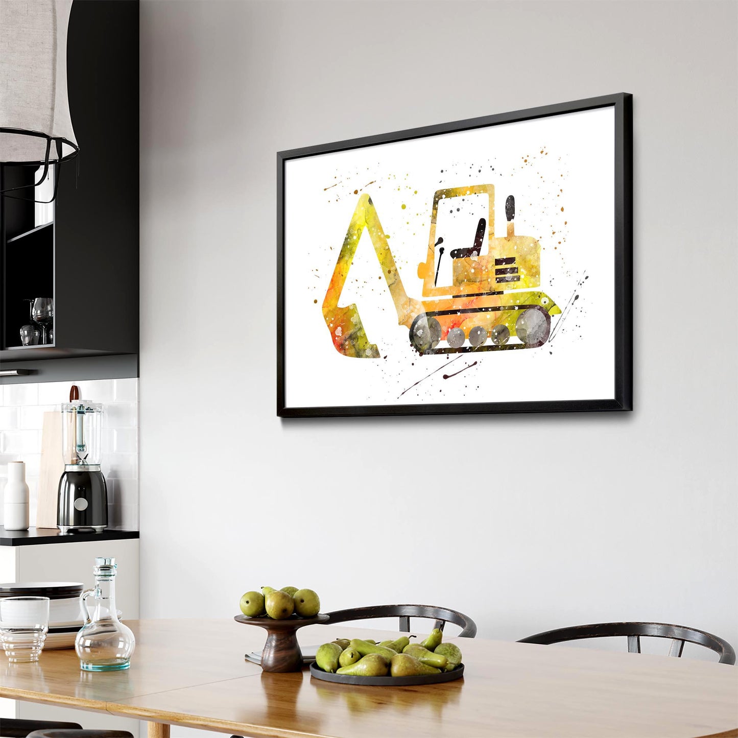 Yellow Digger Boys Bedroom Nursery Toddler Art #2 - The Affordable Art Company