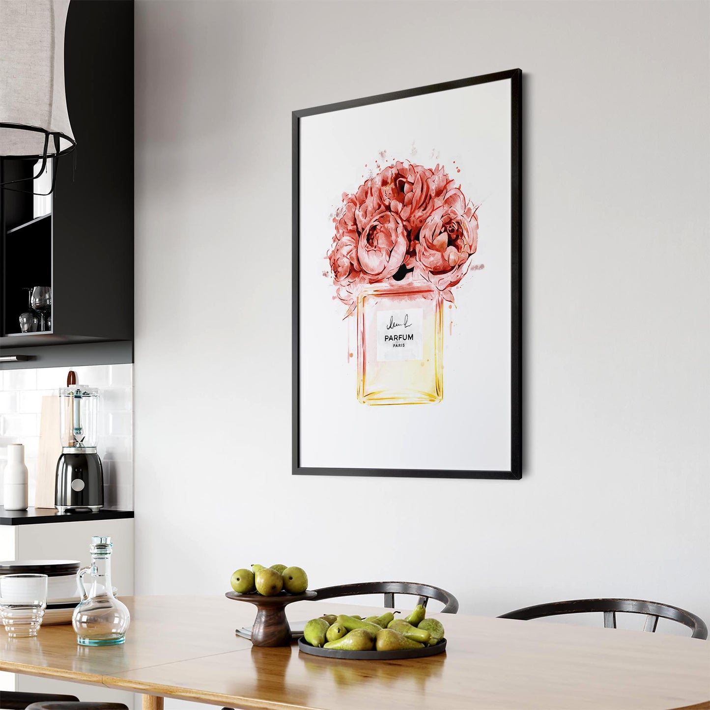 Peach Floral Perfume Bottle Fashion Wall Art #2 - The Affordable Art Company