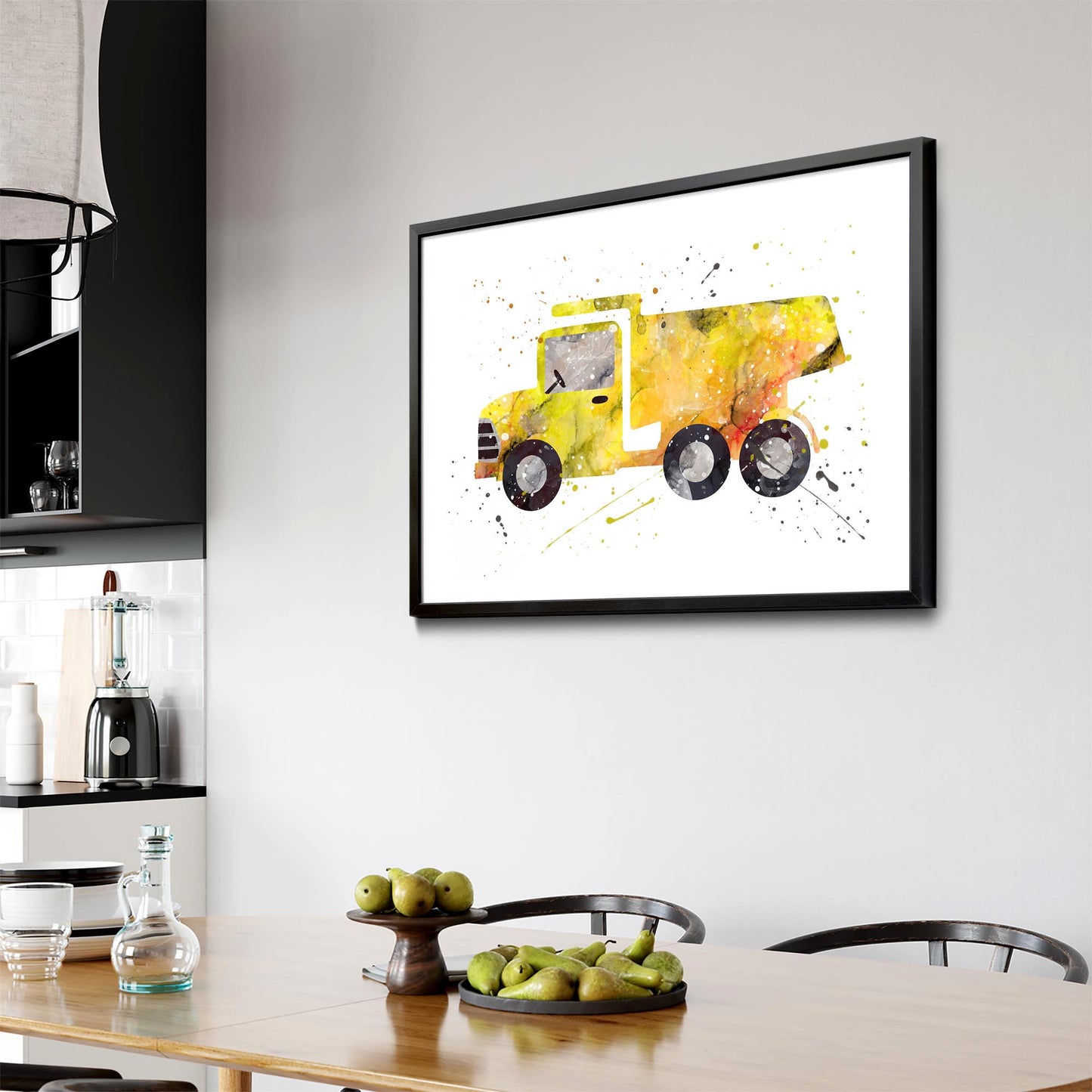 Yellow Truck Boys Bedroom Nursery Wall Art - The Affordable Art Company