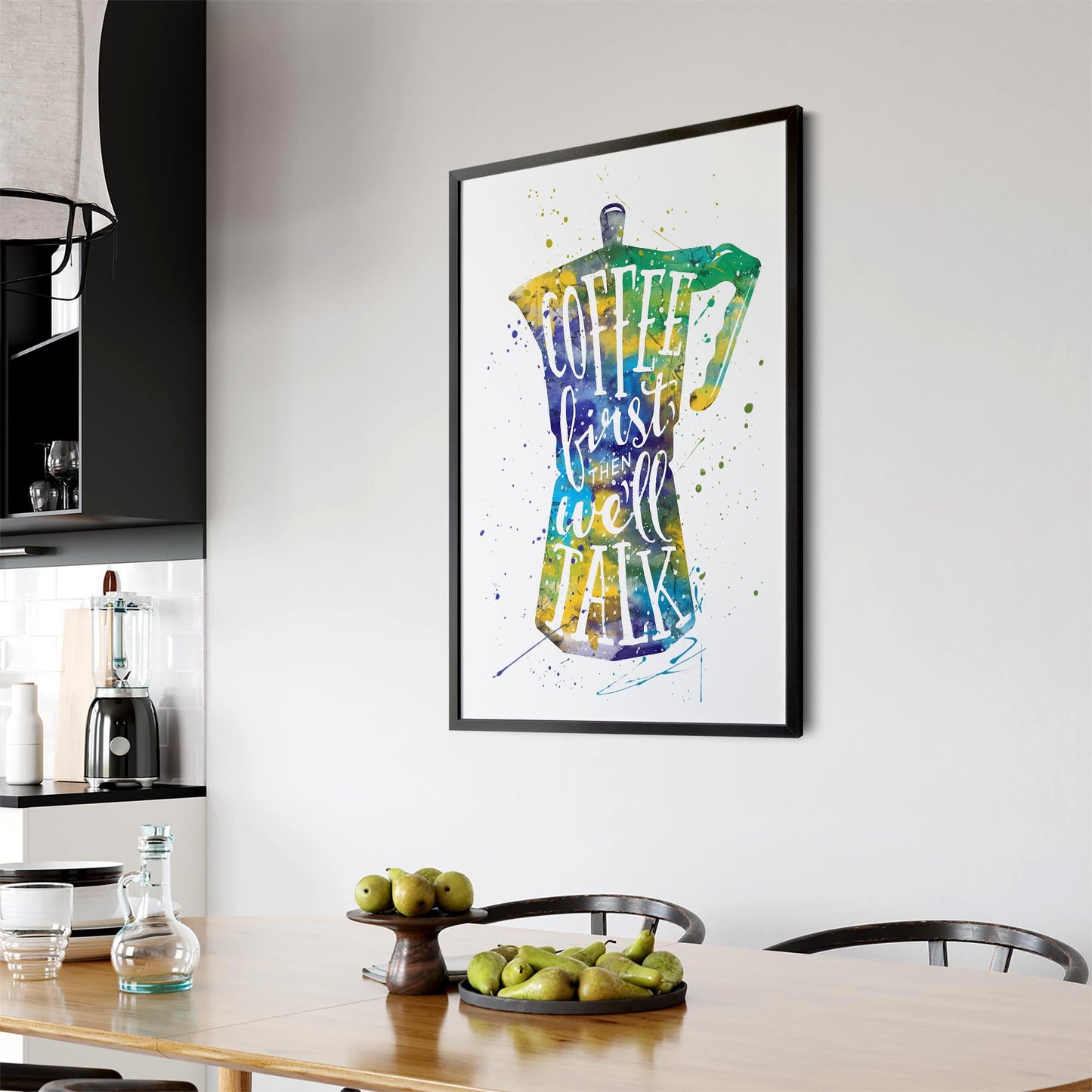 "Coffee First" Cafe Kitchen Quote Artwork Wall Art - The Affordable Art Company