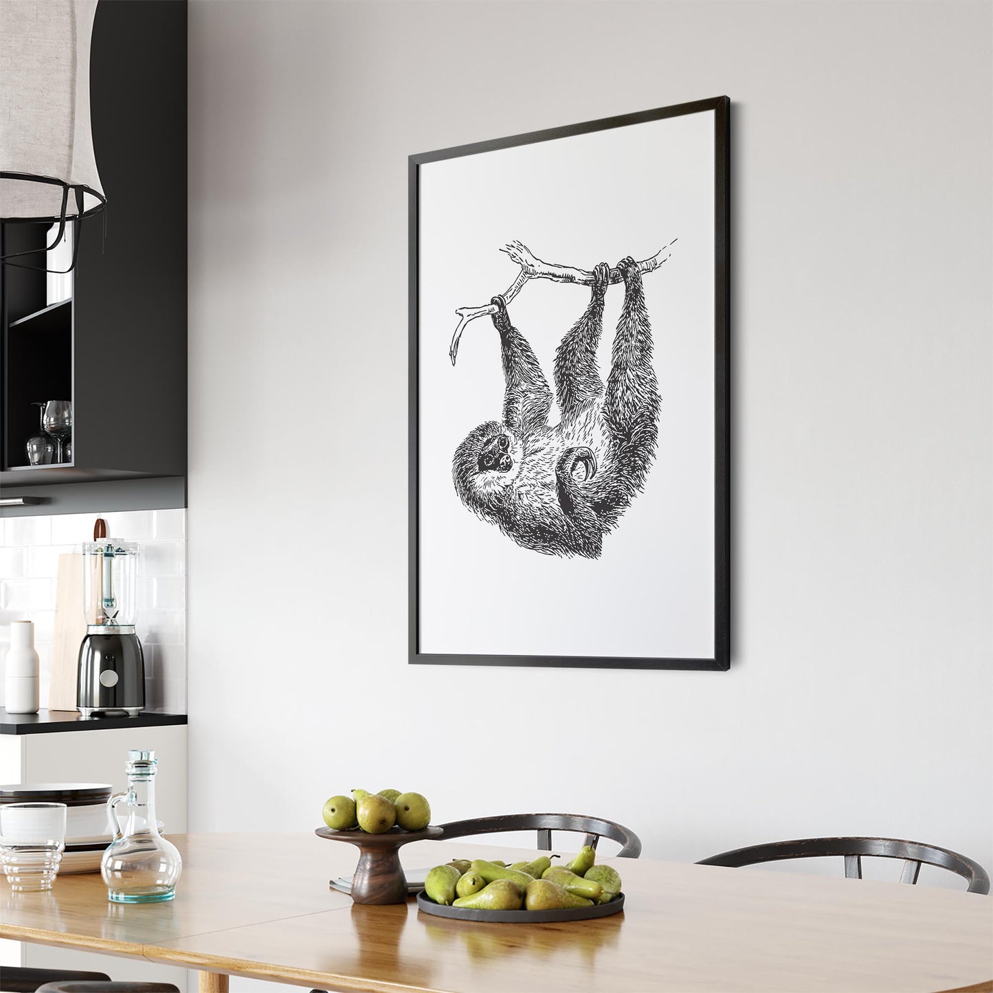 Sloth Drawing Animal Minimal Wall Art - The Affordable Art Company