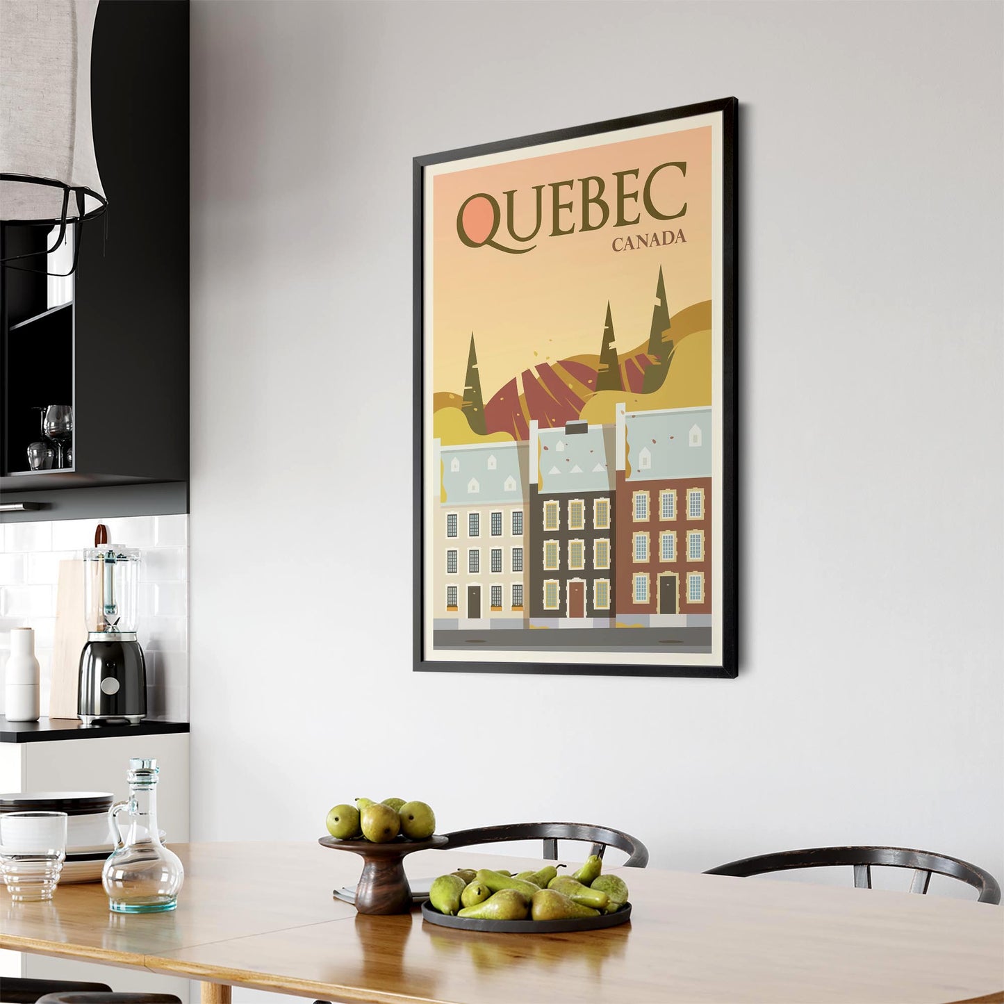 Retro Quebec Canada Vintage Travel Wall Art - The Affordable Art Company